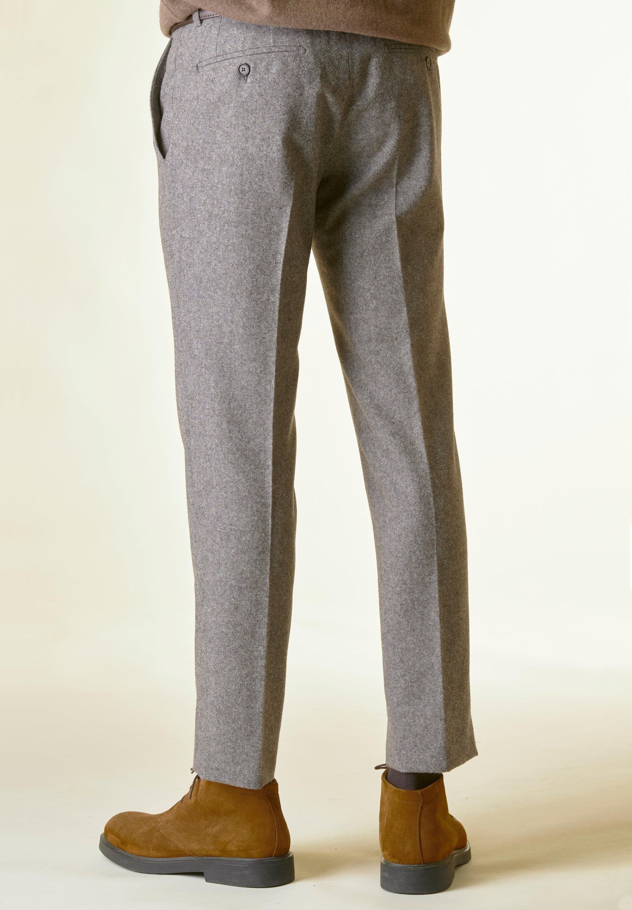 Custom dark brown salt and pepper wool trousers Angelico 3