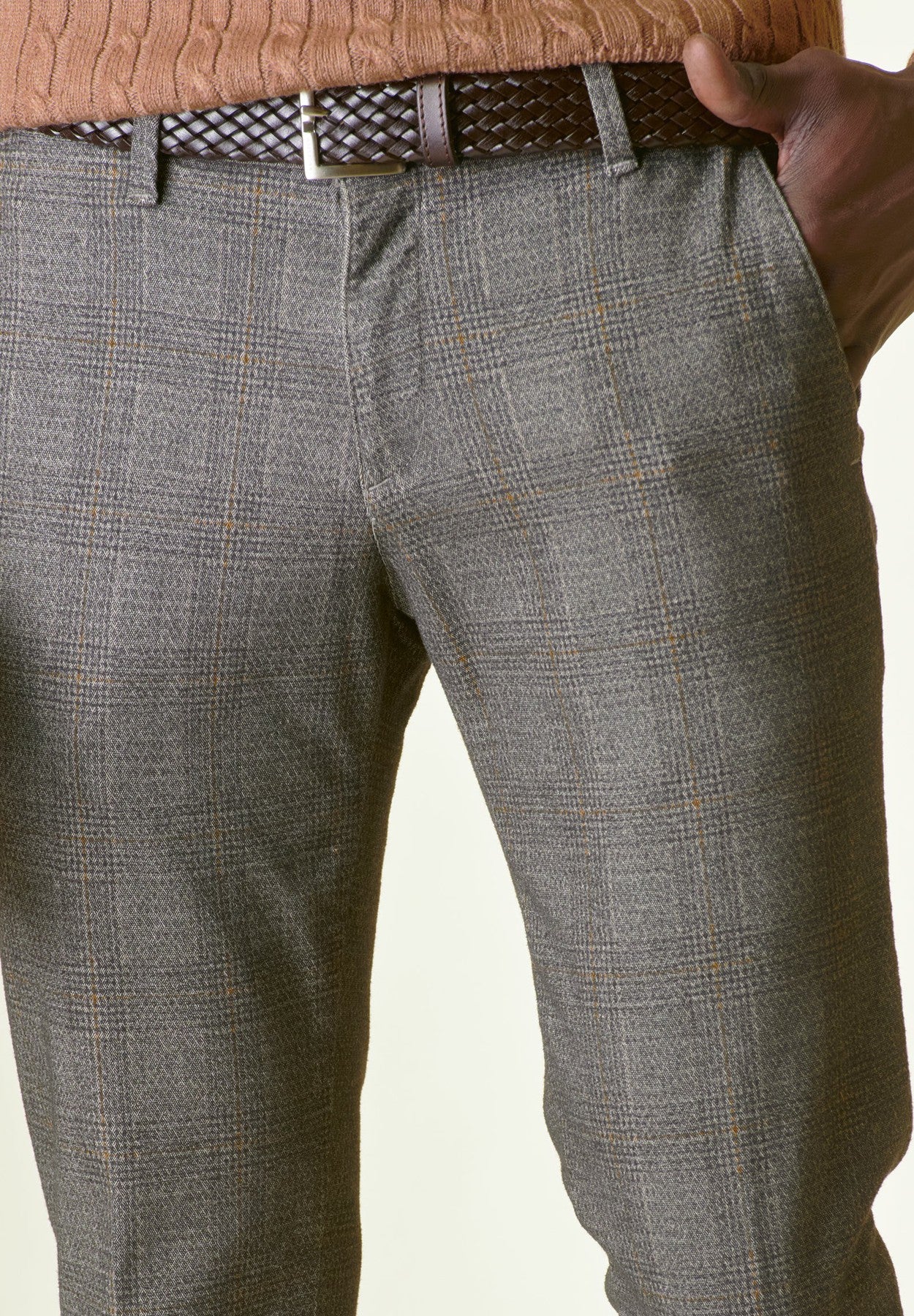 Pantalone grigio galles tinto filo slim