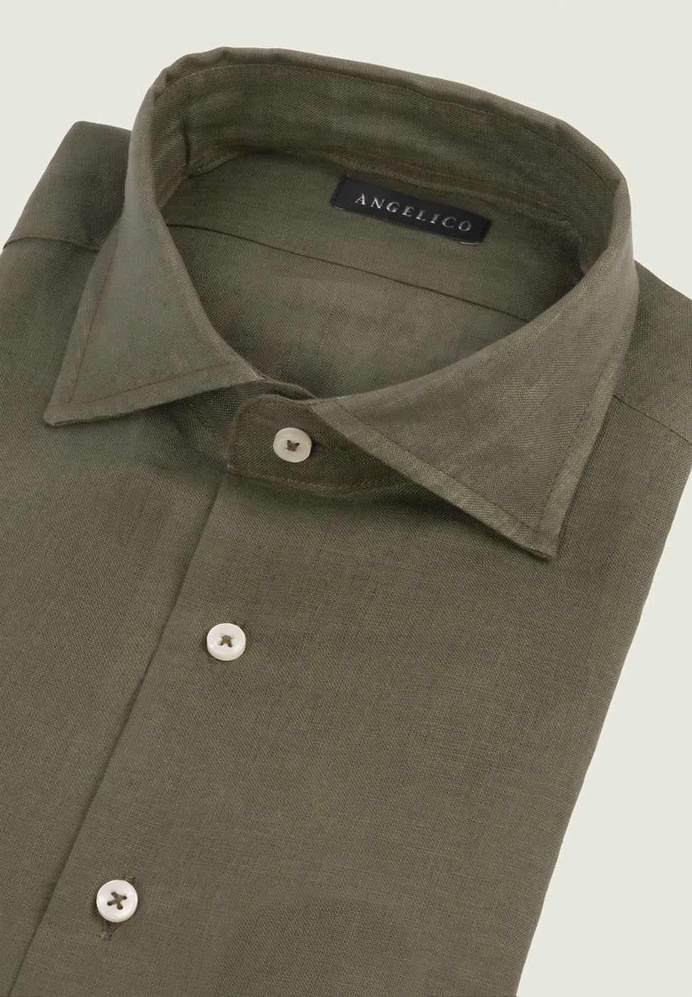 Militärgrünes Leinenhemd Custom Fit