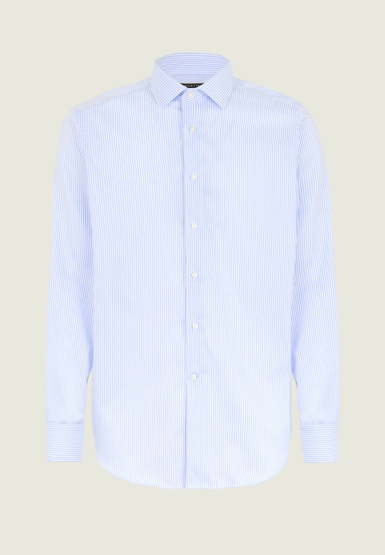 Camicia rigata bianca azzurra cotone no-stiro slim fit