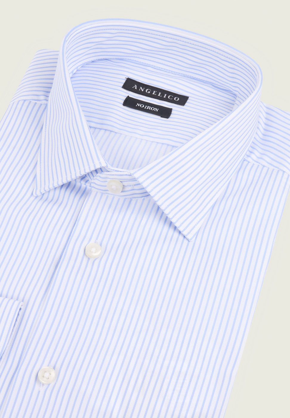 Camicia rigata bianca azzurra cotone no-stiro slim fit