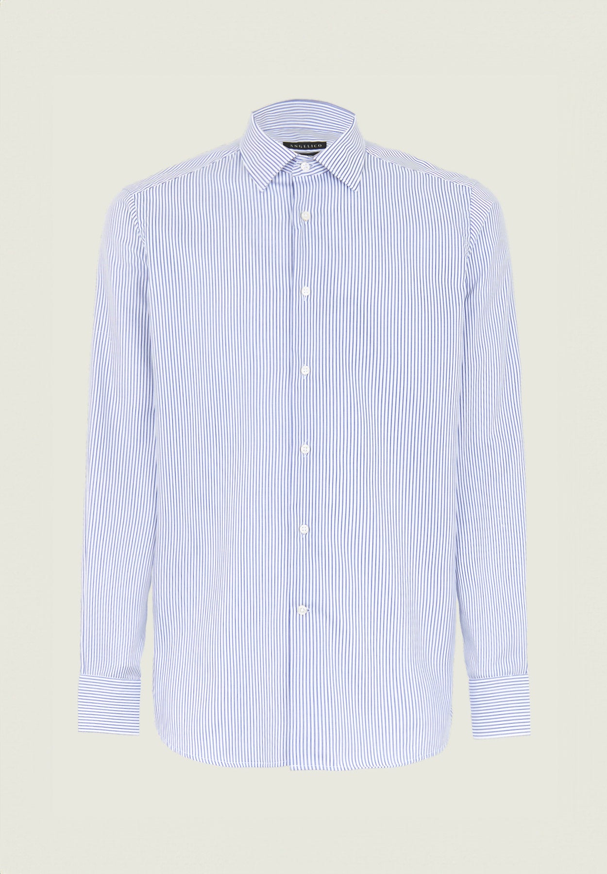 White Blue Striped Shirt Cotton Non-Iron Slim Fit | Angelico White Blue Striped Shirt Cotton Non-Iron Slim Fit | Angelico
