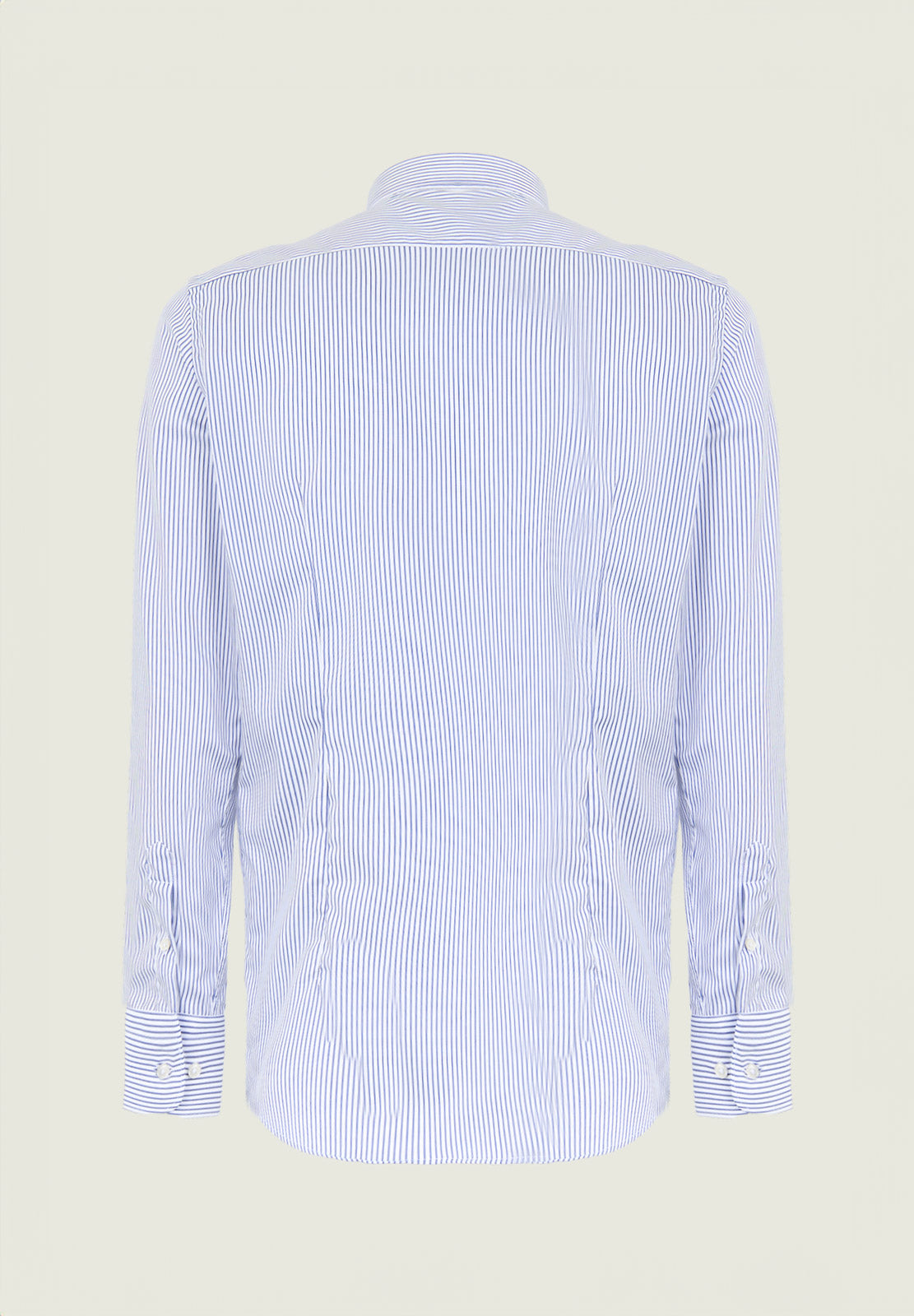 Camicia rigata bianca blu cotone no-stiro slim fit Angelico 3
