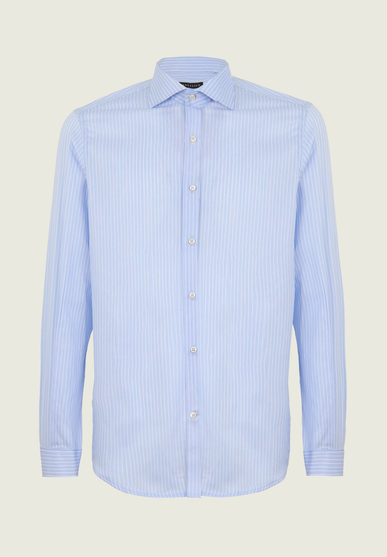 Camicia azzurra riga bianca cotone regular fit