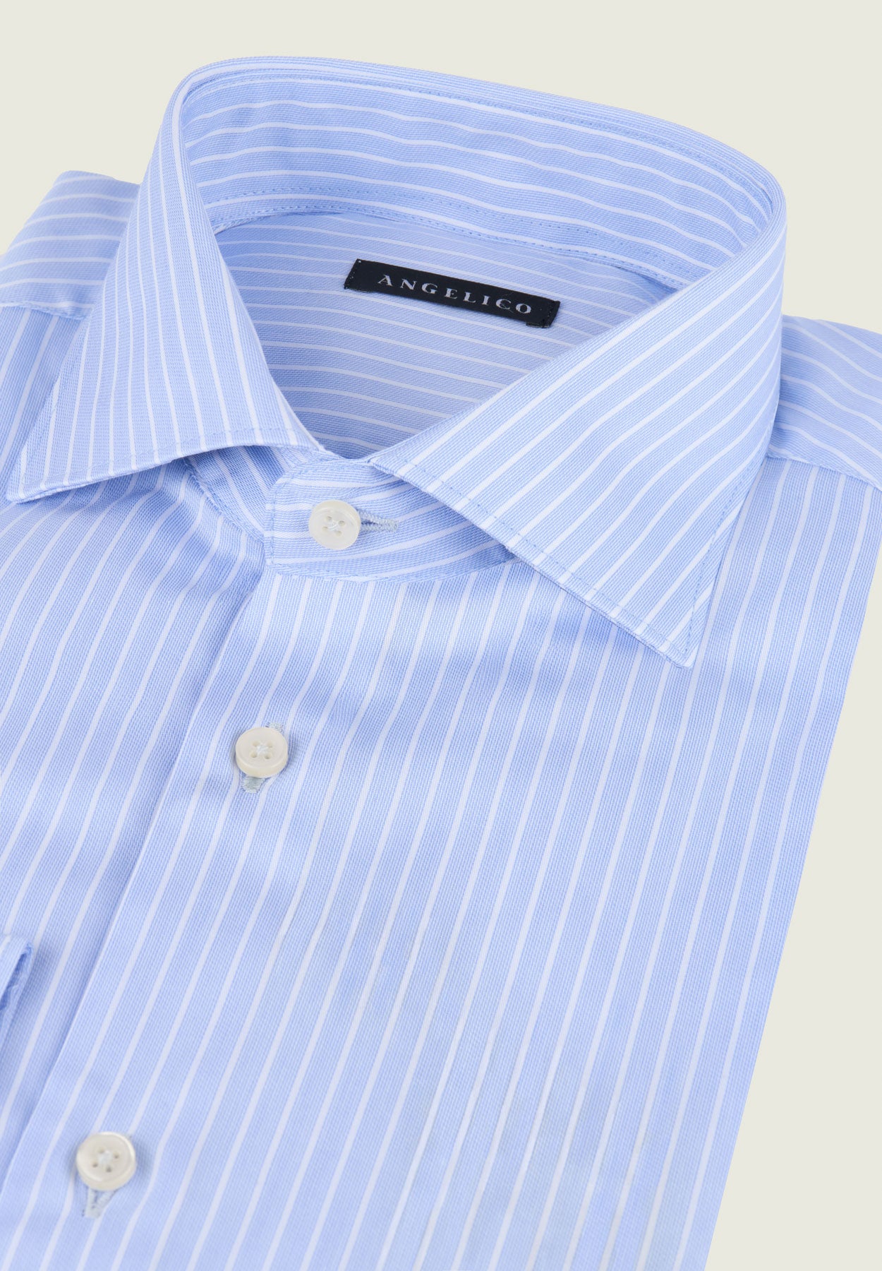Camicia azzurra riga bianca cotone regular fit