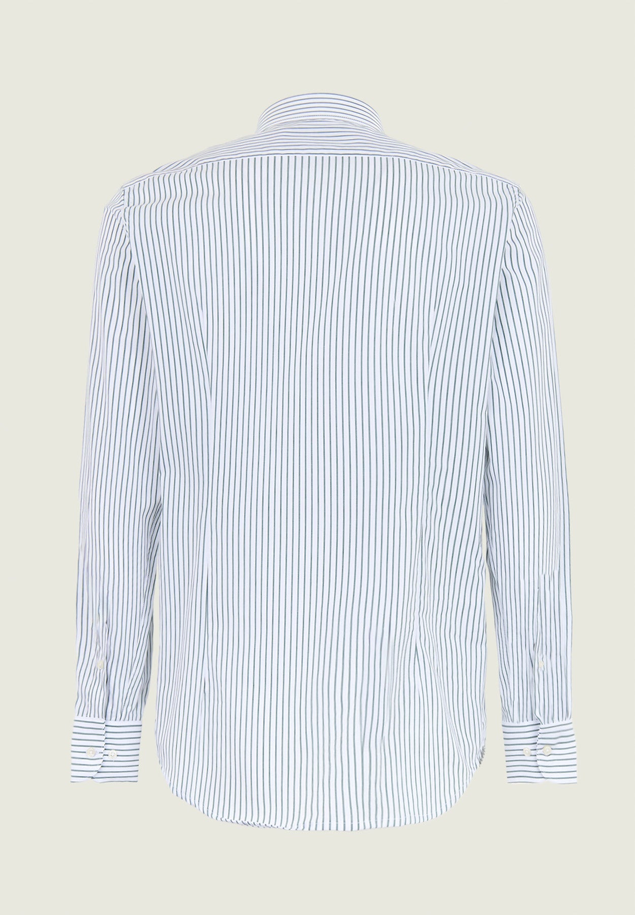 Grün gestreiftes Slim Fit-Hemd aus weißer Baumwolle