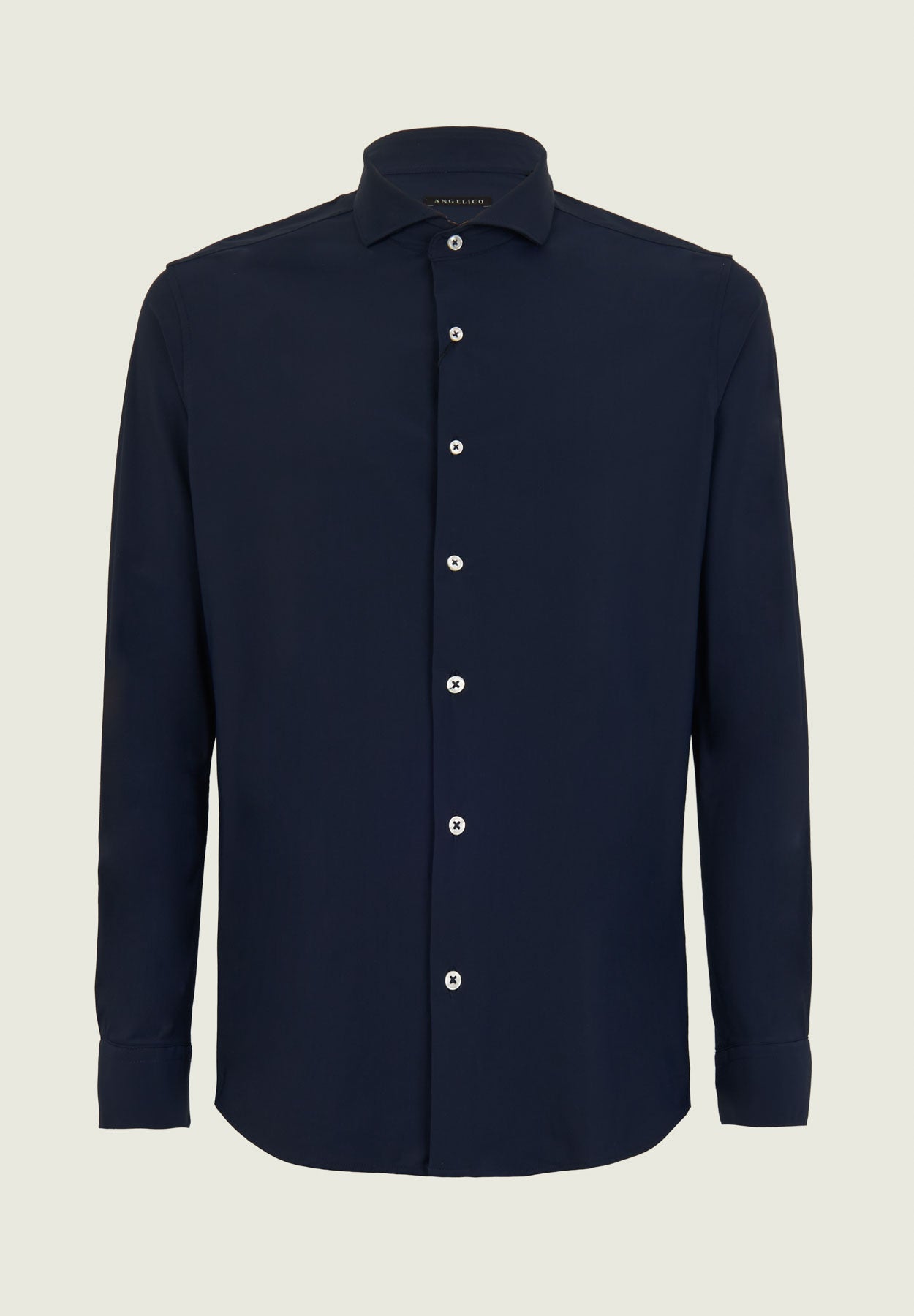Camicia blu tessuto performance custom fit