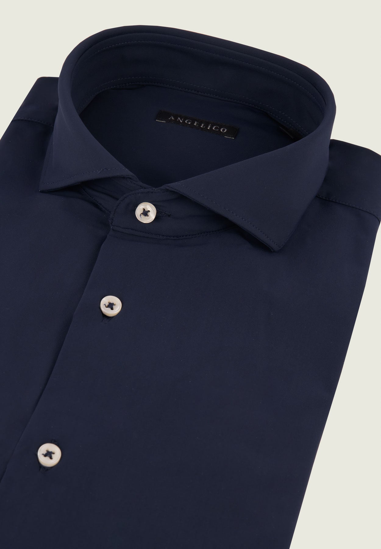 Camicia blu tessuto performance custom fit