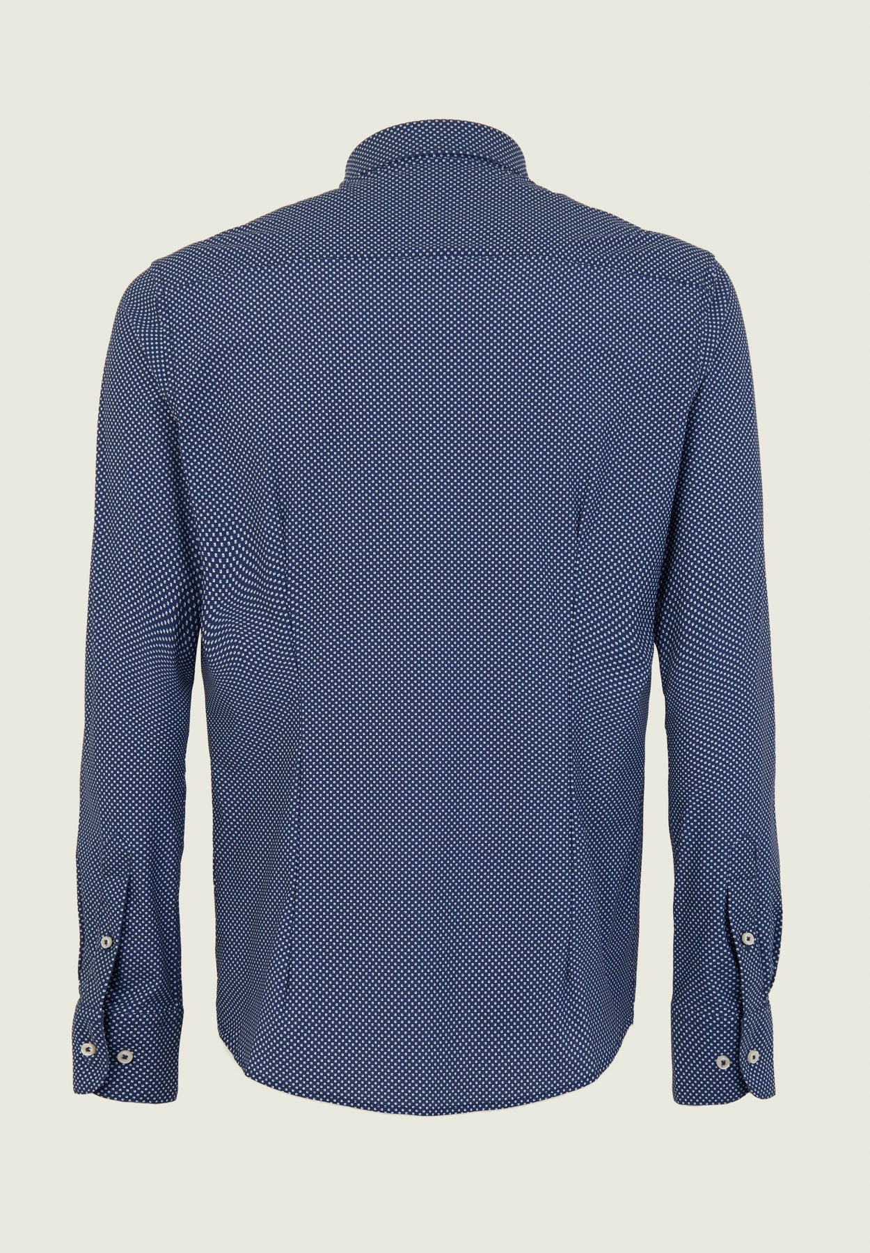 Camicia fantasia blu bianca tessuto performance custom fit