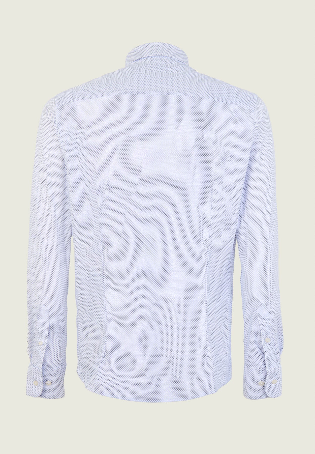 Camicia fantasia azzurra bianca tessuto performance custom fit