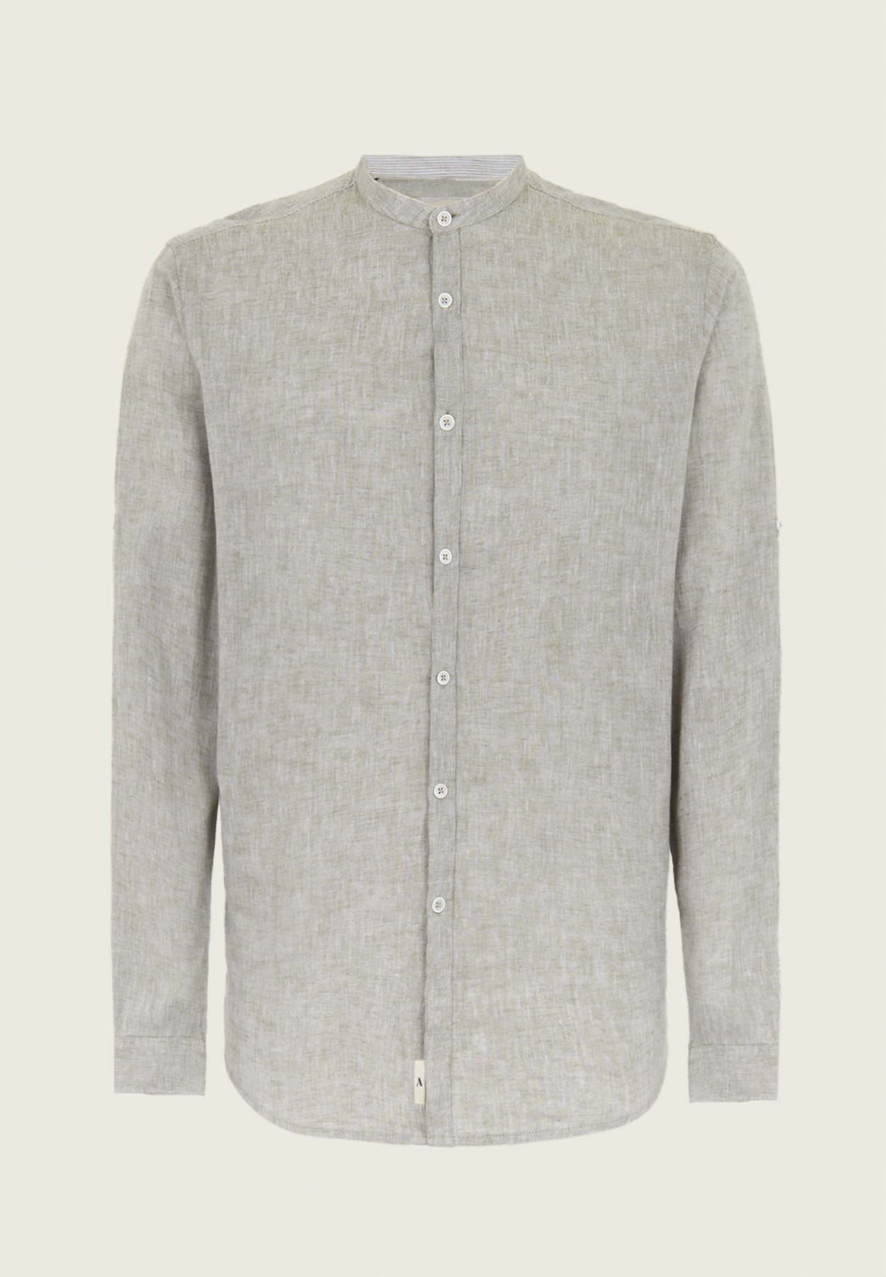 Camicia coreana verde misto lino slim fit