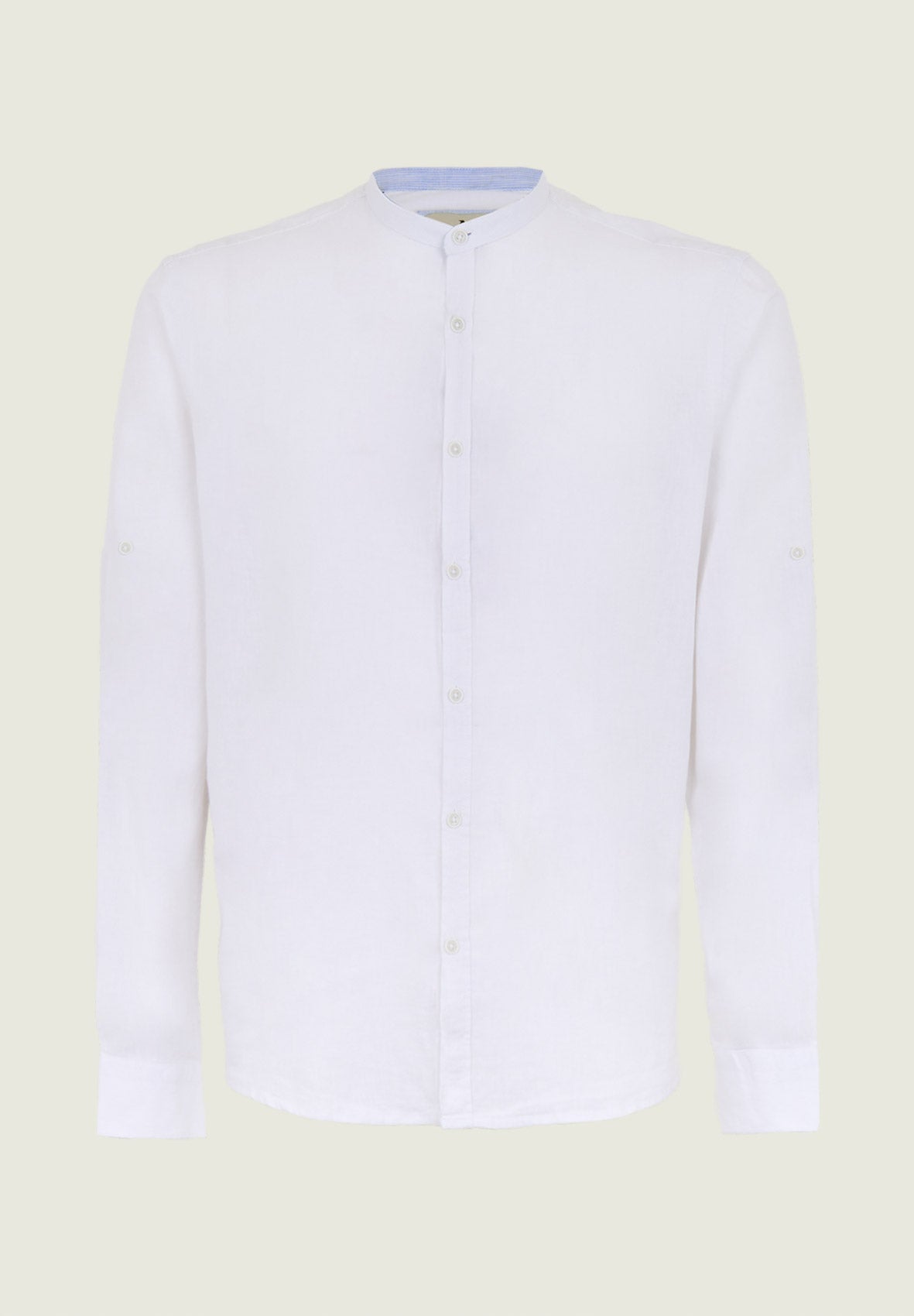 White Korean Shirt Linen Blend Slim Fit