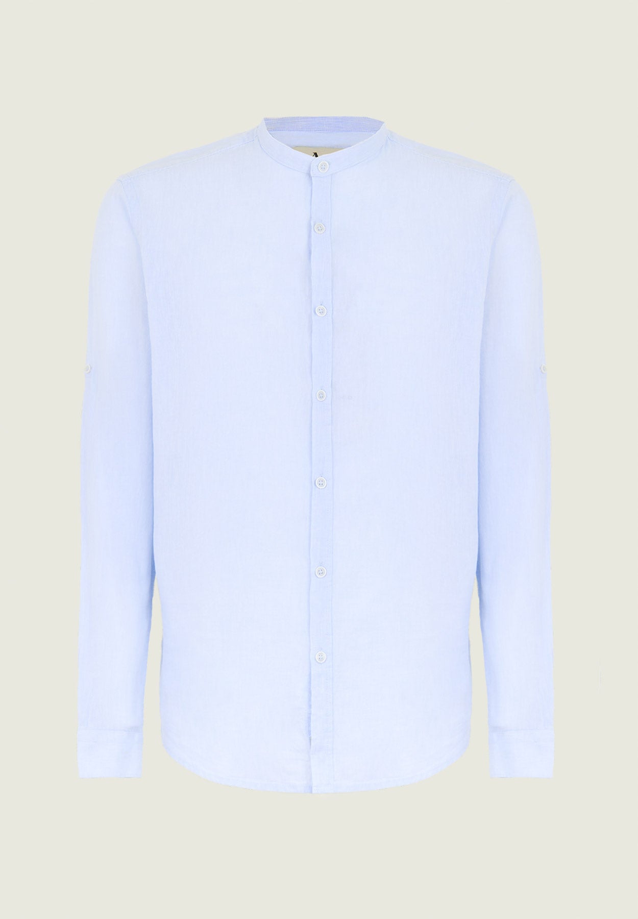 Light Blue Linen Blend Slim Fit Korean Shirt