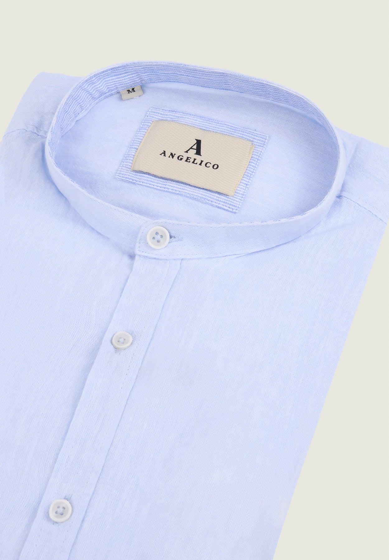 Light Blue Linen Blend Slim Fit Korean Shirt