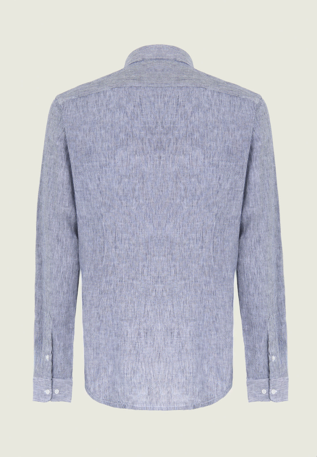 Camicia bianco blu misto lino millerighe slim fit