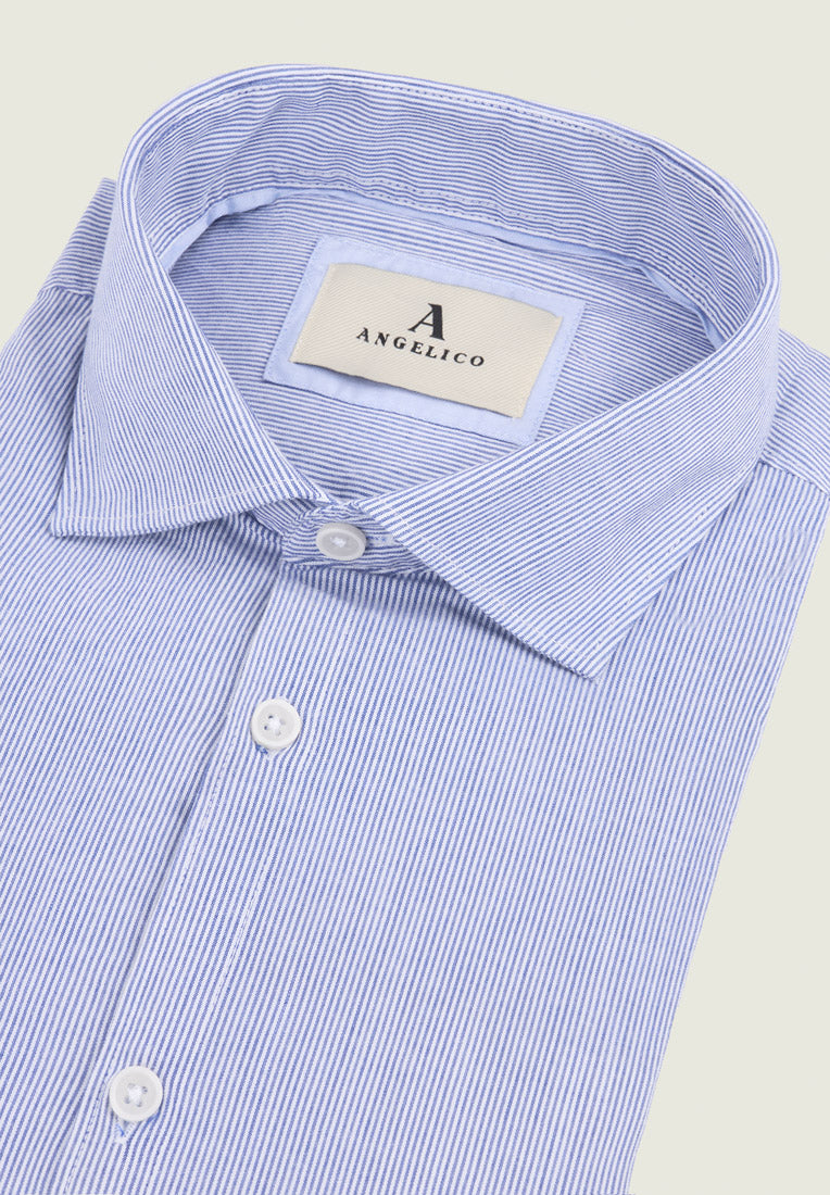 Camicia bianco blu millerighe cotone stretch slim fit