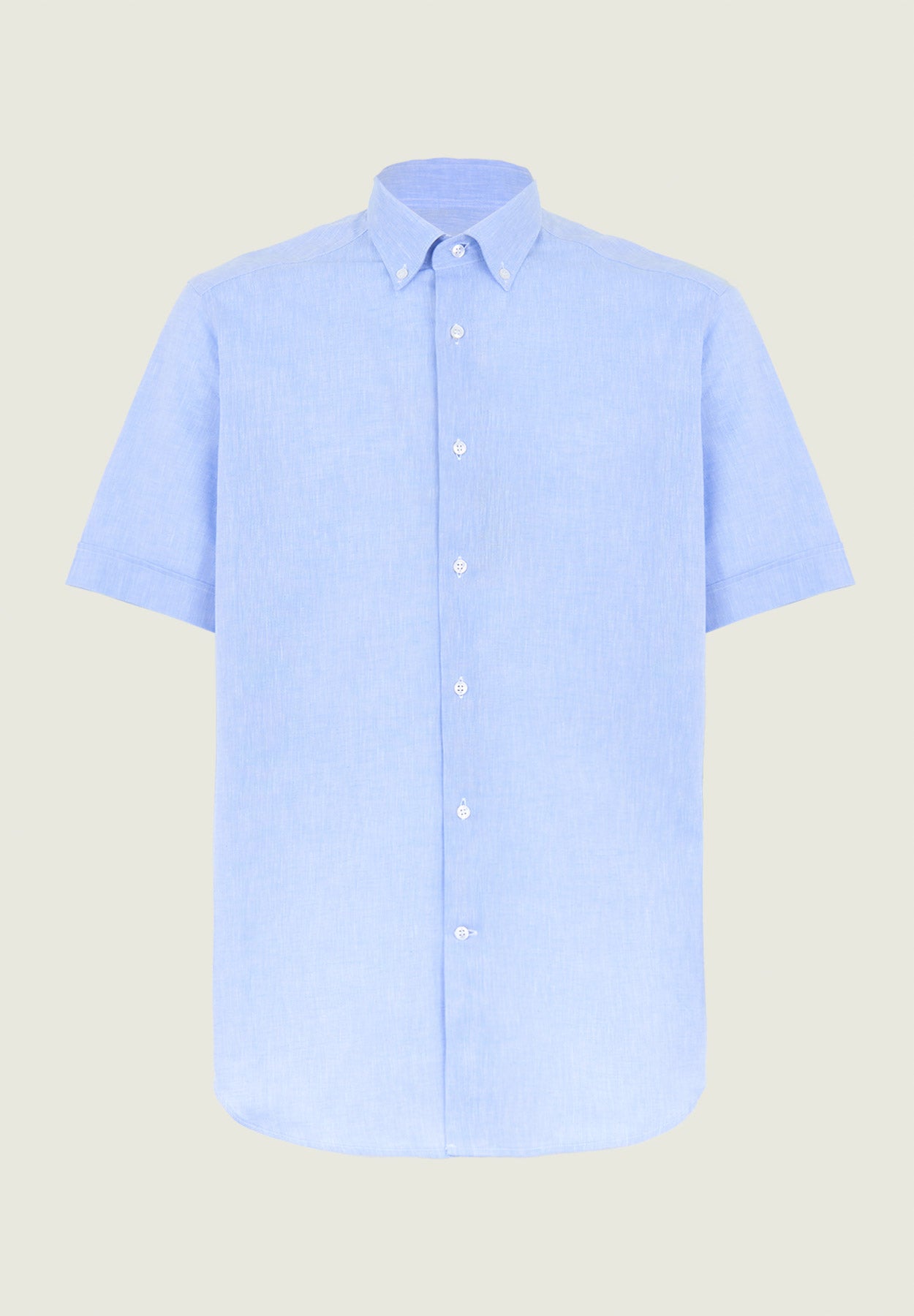 Camicia azzurra manica corta misto lino regular fit