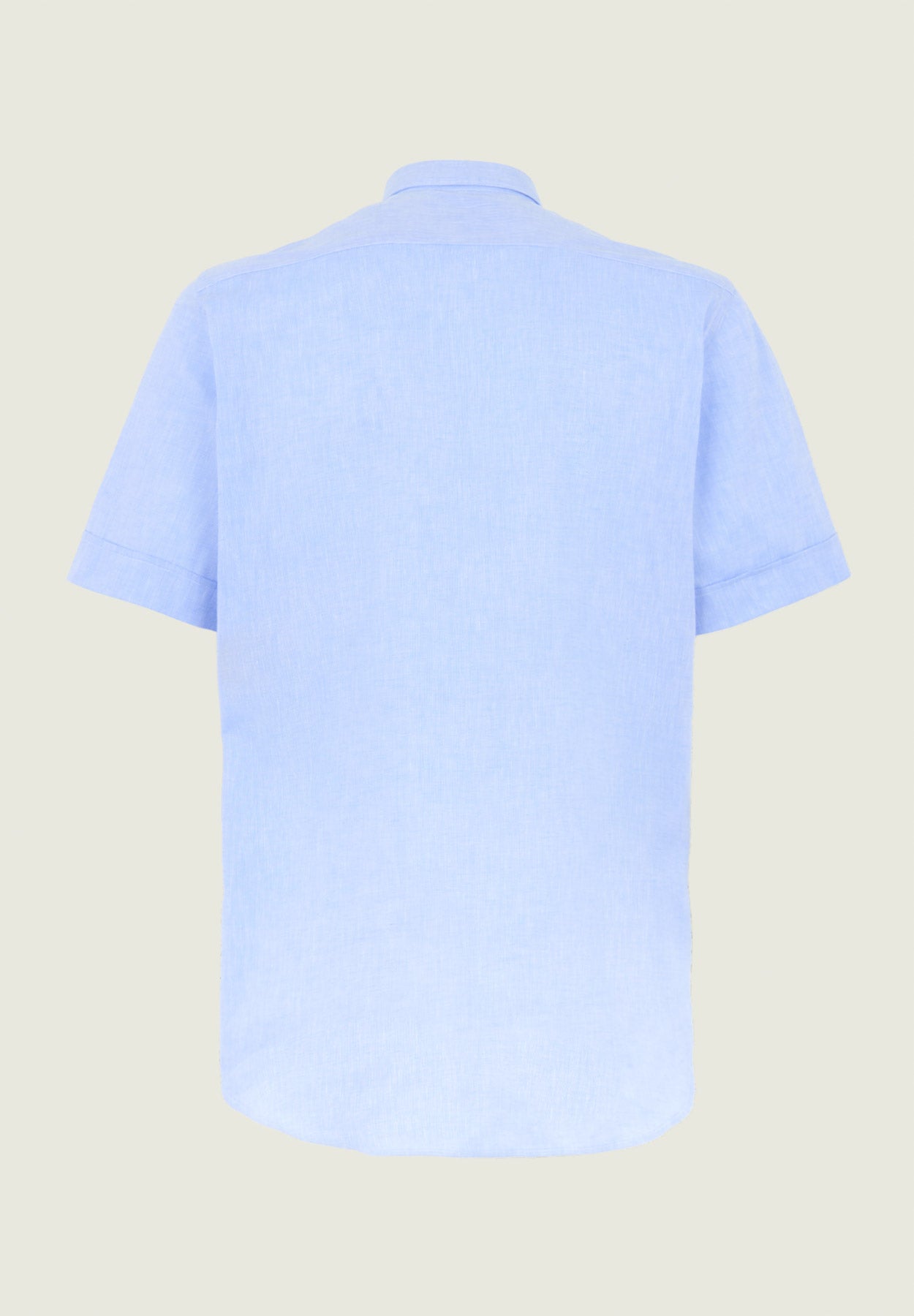 Camicia azzurra manica corta misto lino regular fit