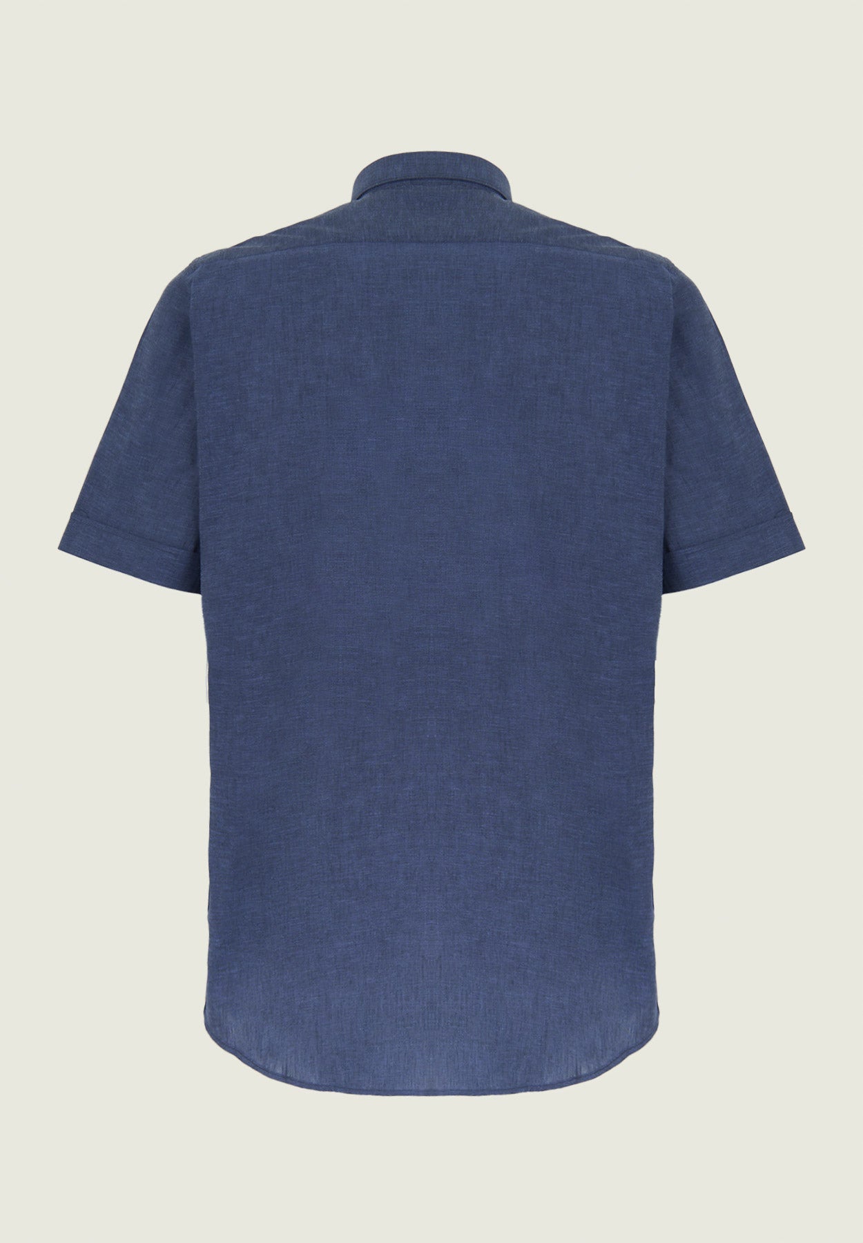 Blue shirt short sleeve linen blend regular fit