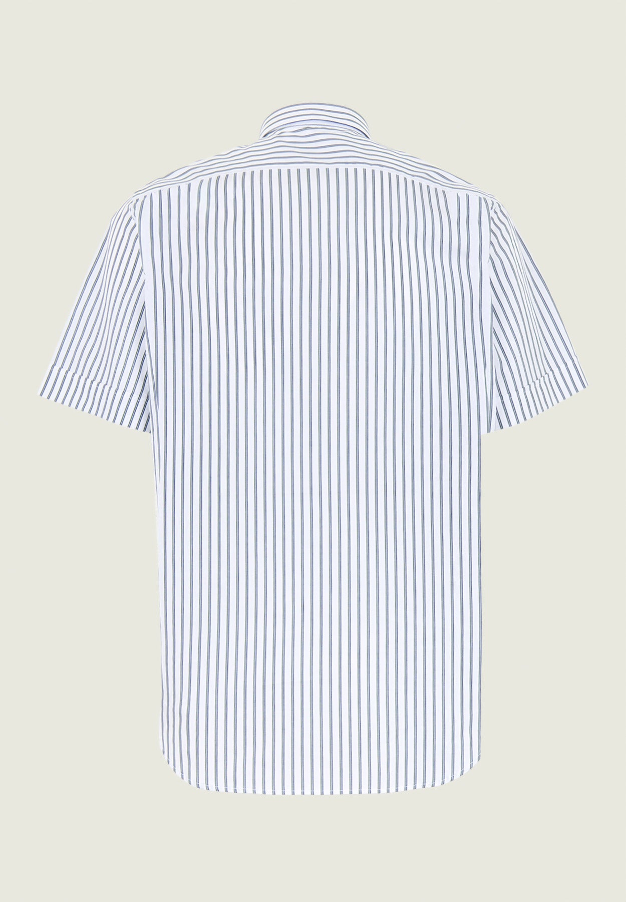 Regular fit white green striped short sleeve shirt