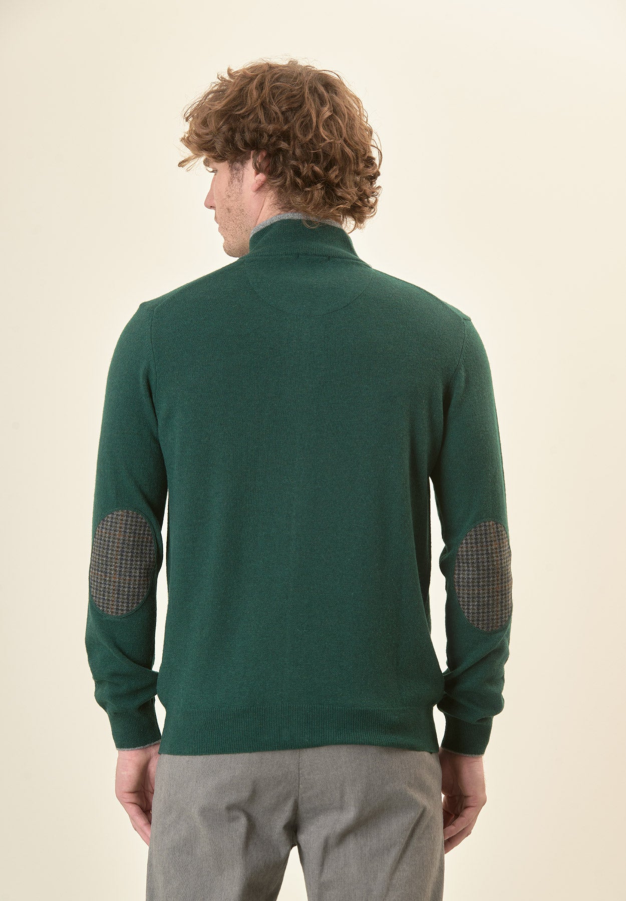 Giacca zip verde toppe misto cashmere-Angelico