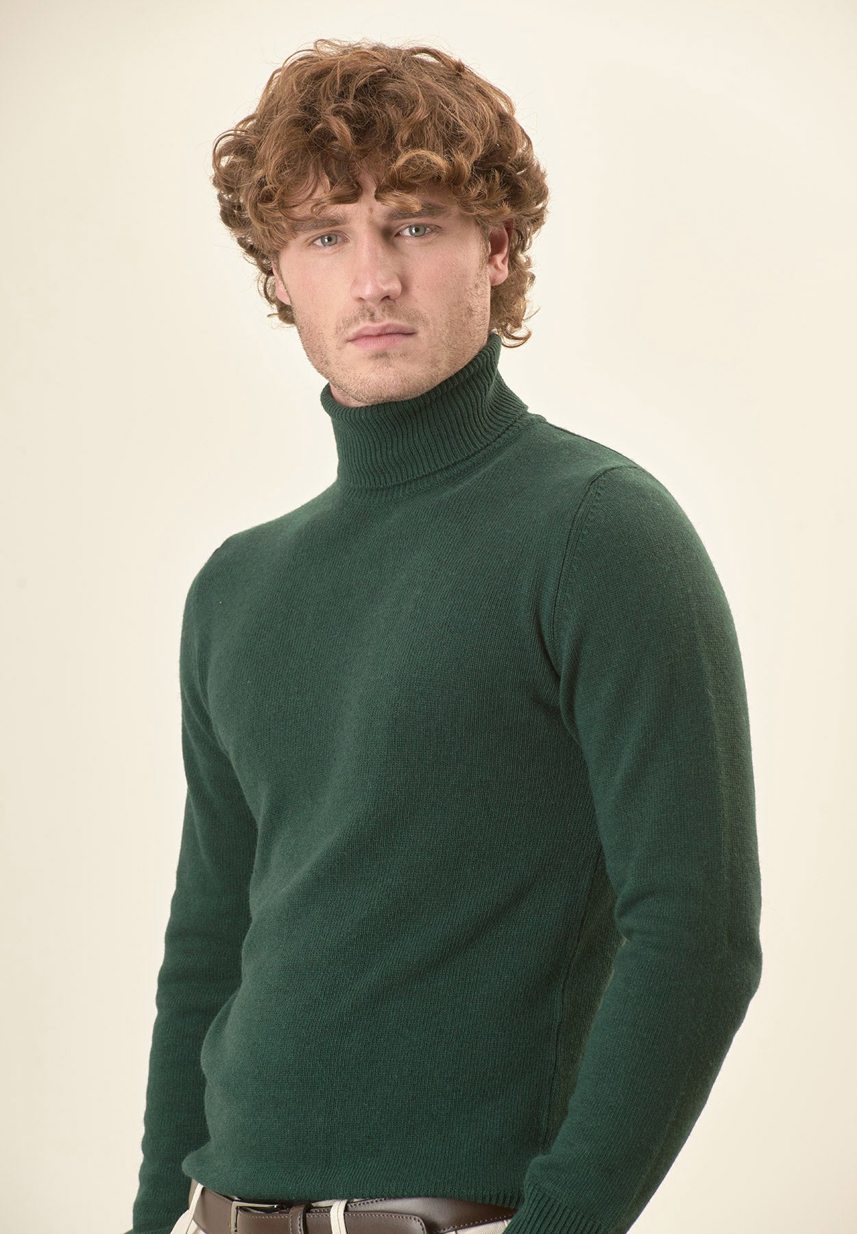 Dolcevita verde bottiglia misto cashmere-Angelico