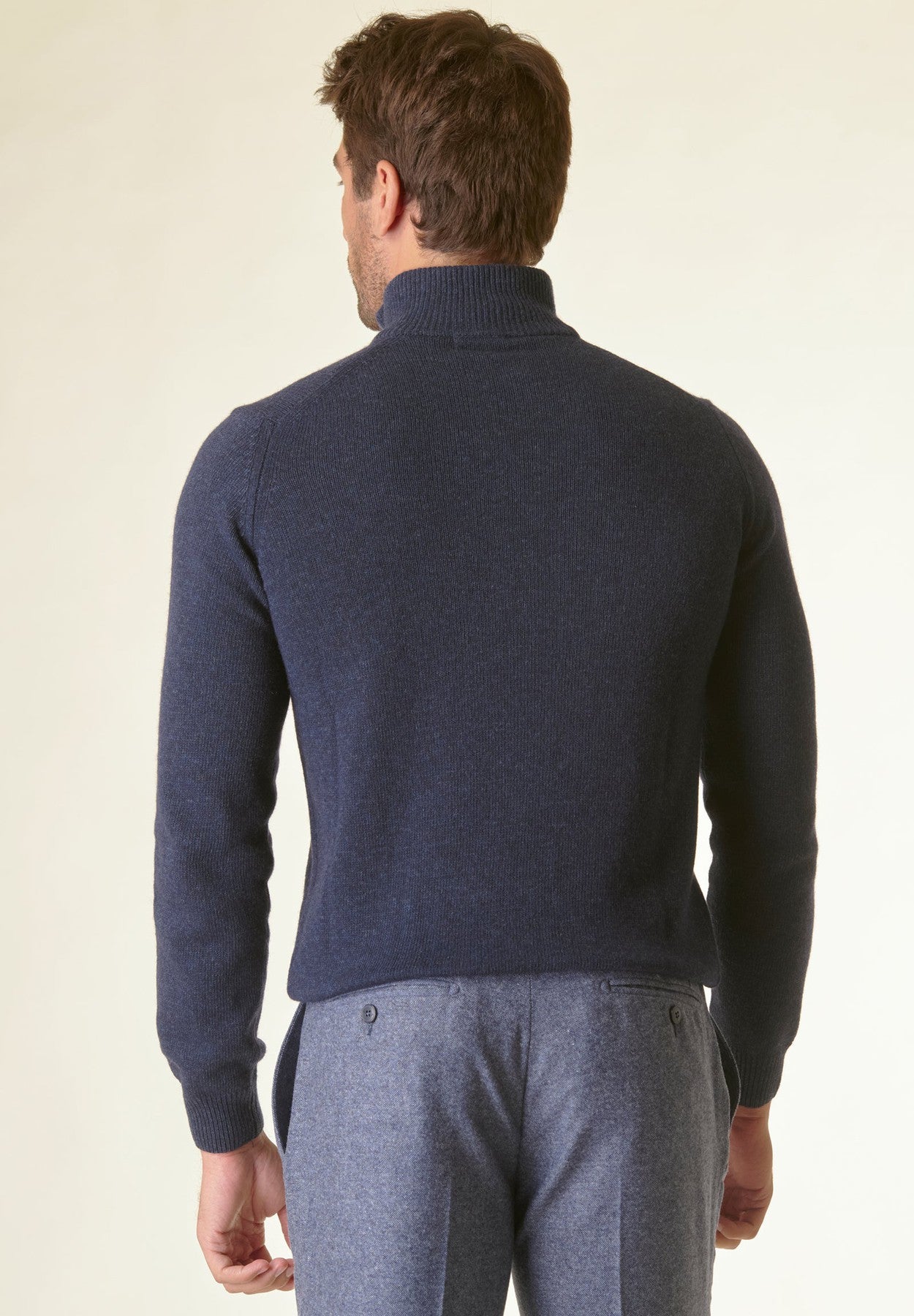 Lupetto zip blu scuro mano-cashmere