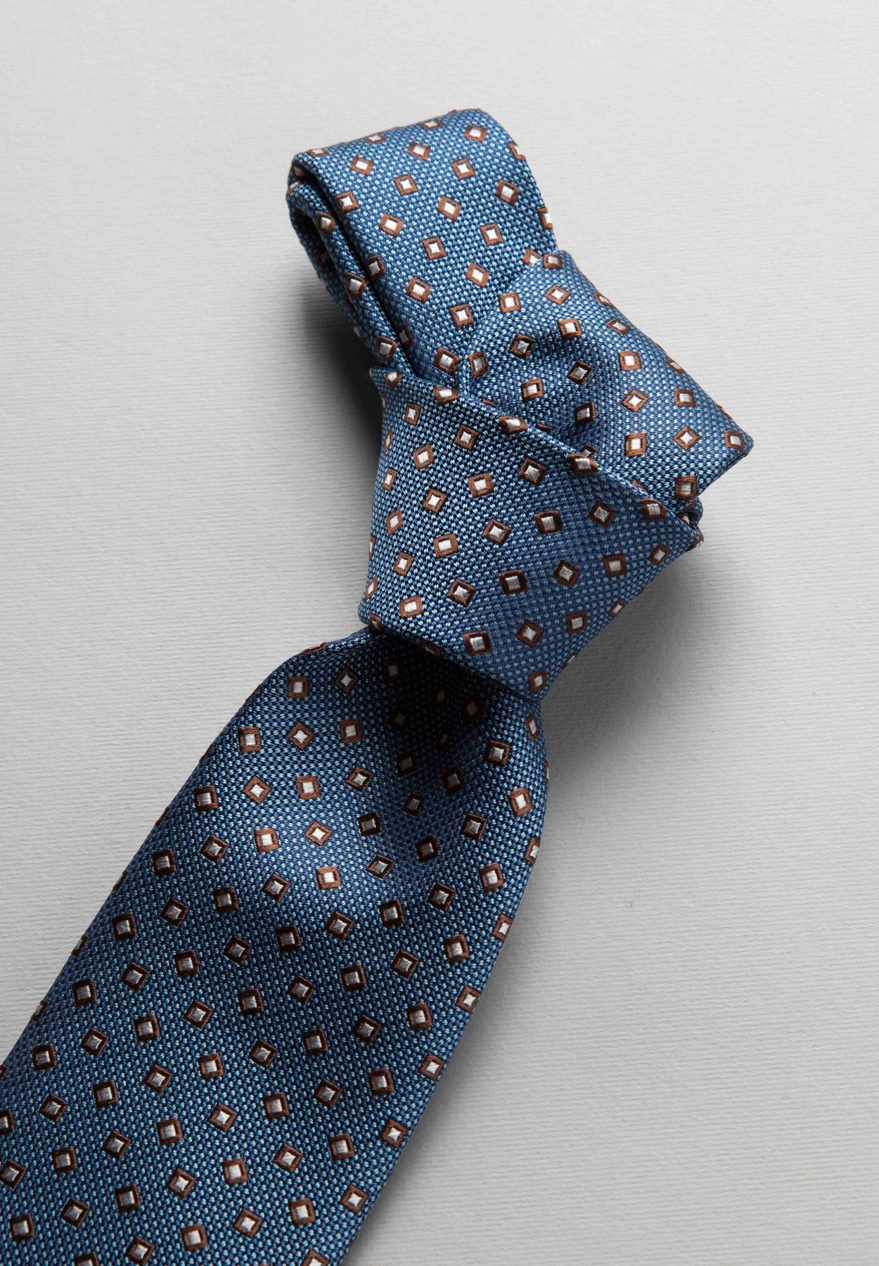 Cravatta avio quadretti moro-perla set