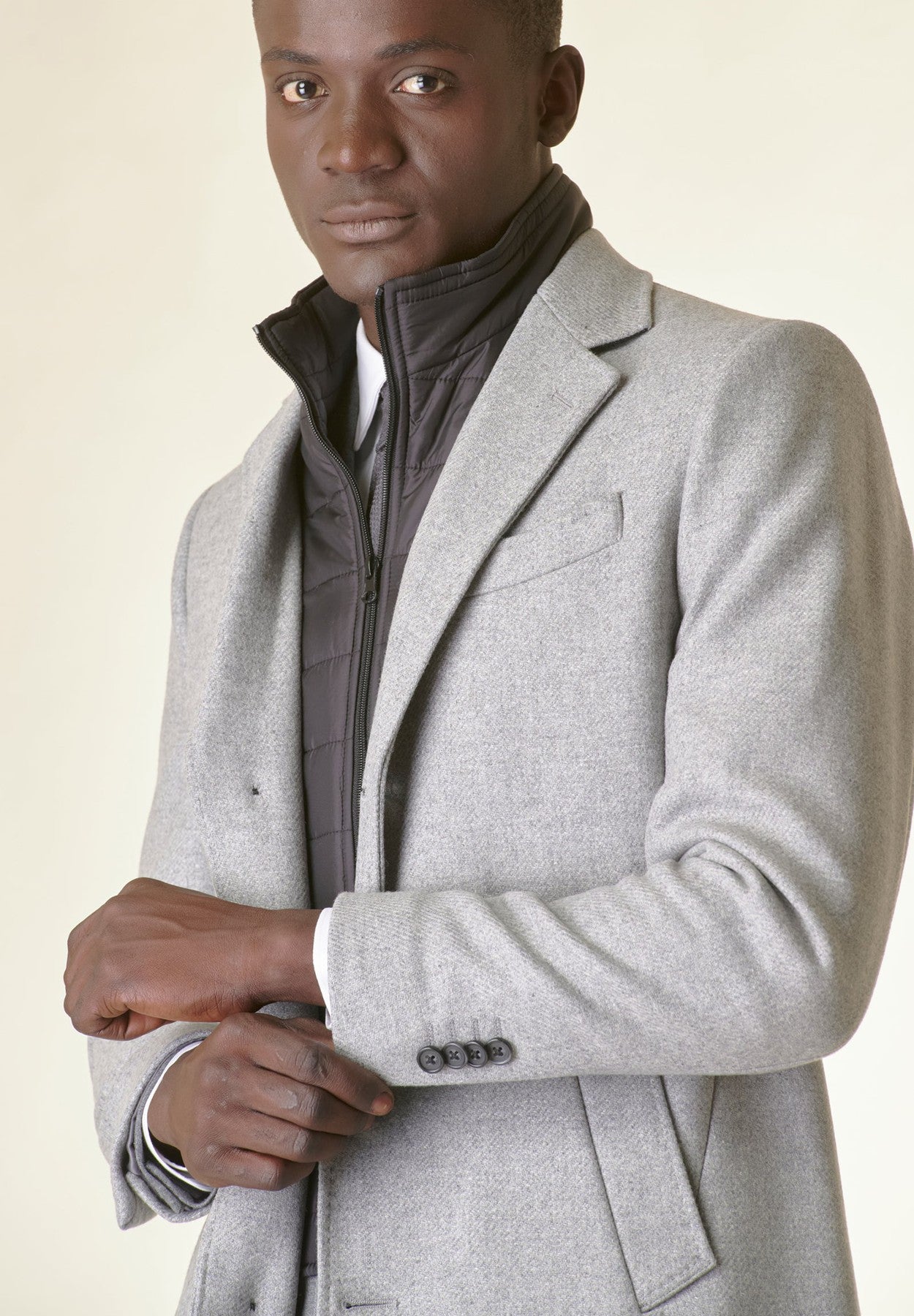 Grey melange wool coat Angelico 2