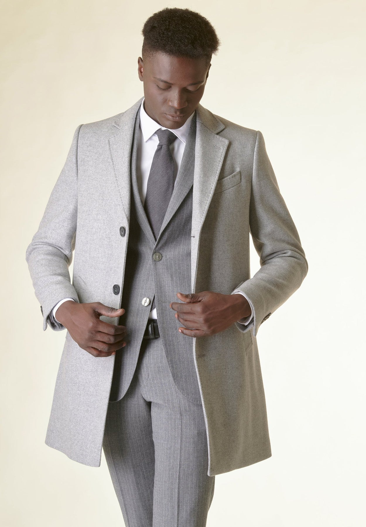 Grey melange wool coat Angelico 4