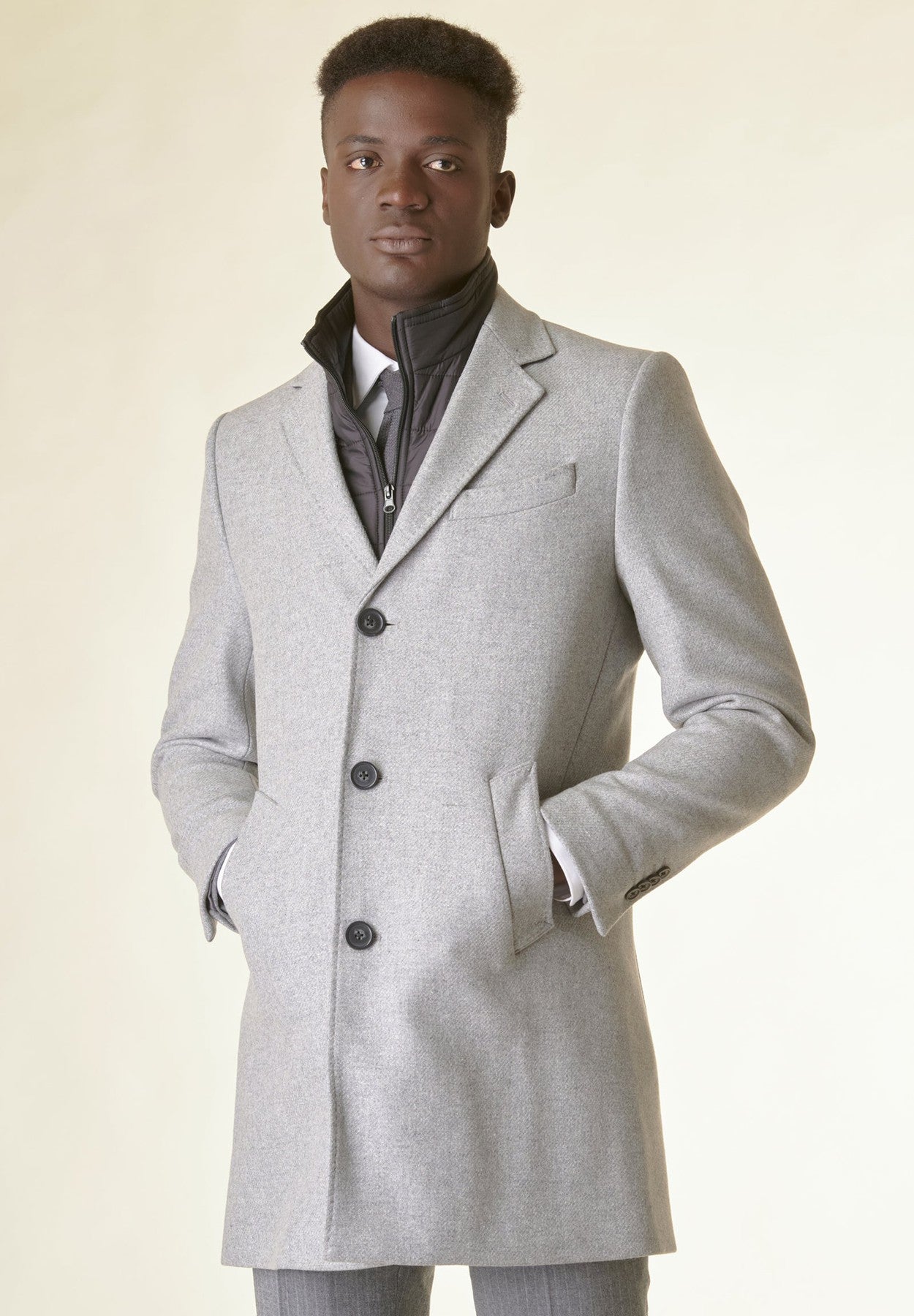 Grey melange wool coat Angelico 1