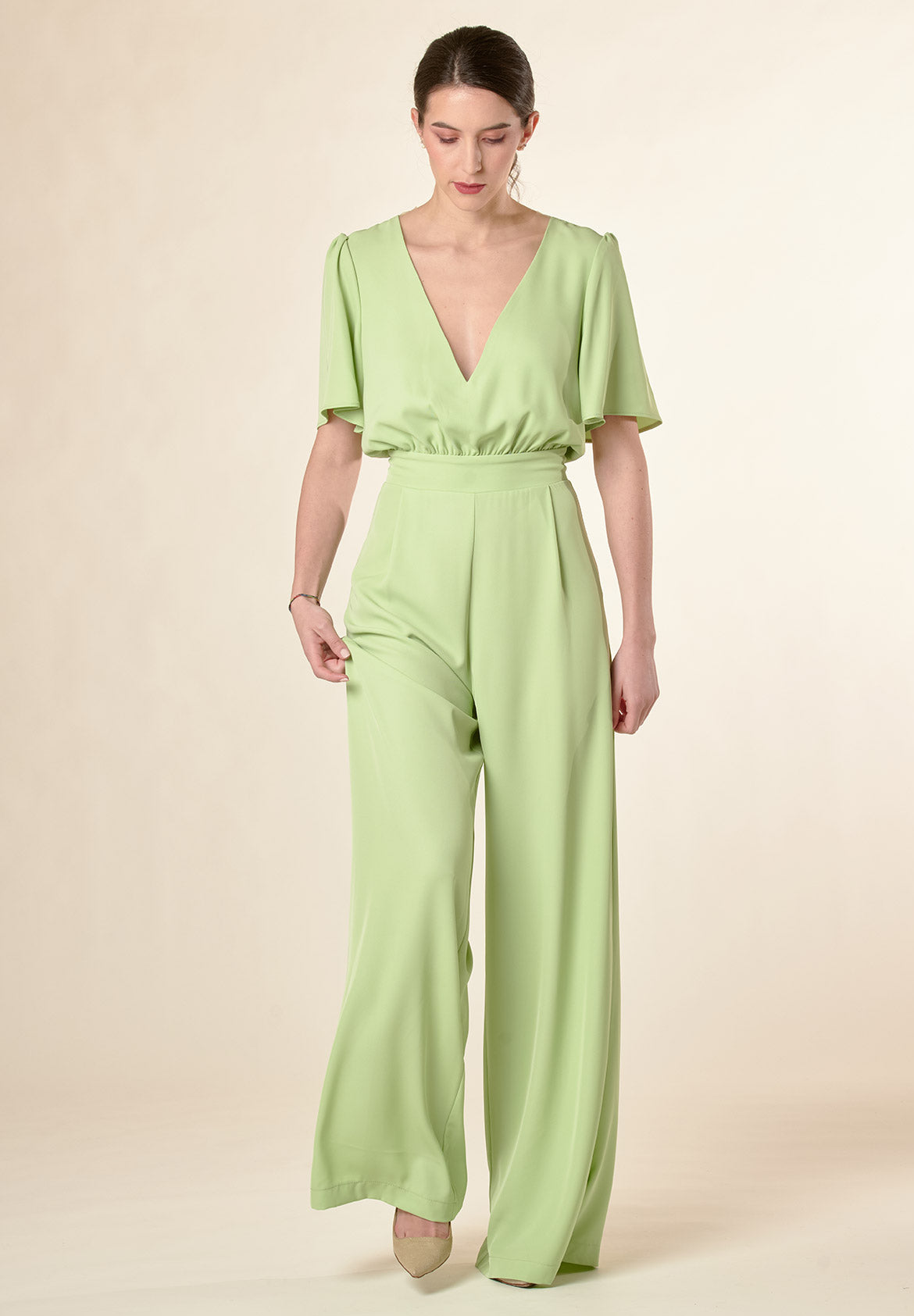 Tuta verde manica aletta scollo V Angelico 4