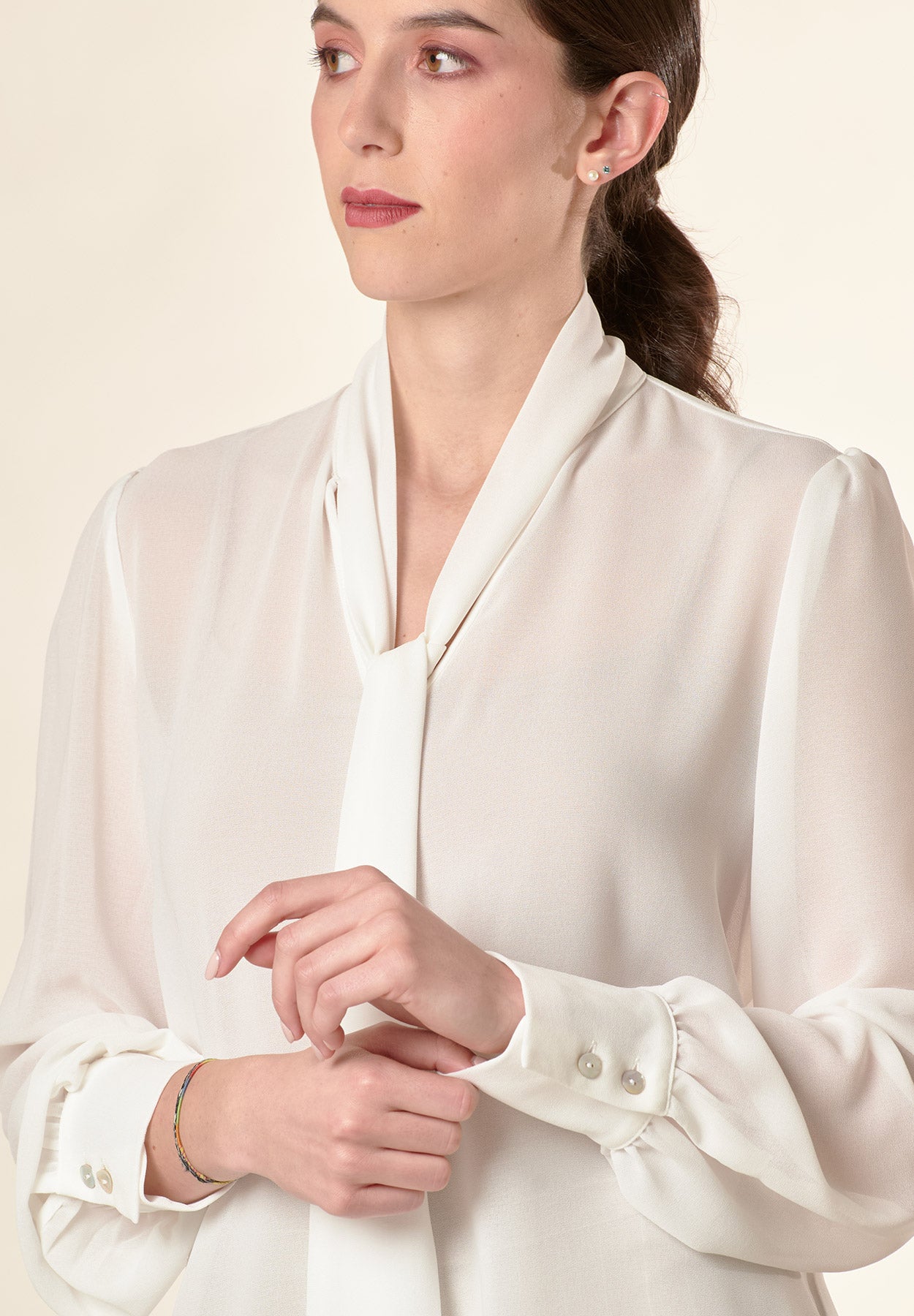 Blusa Camicia Bianca Maniche Lunghe Blusa Elegante Donna Manica