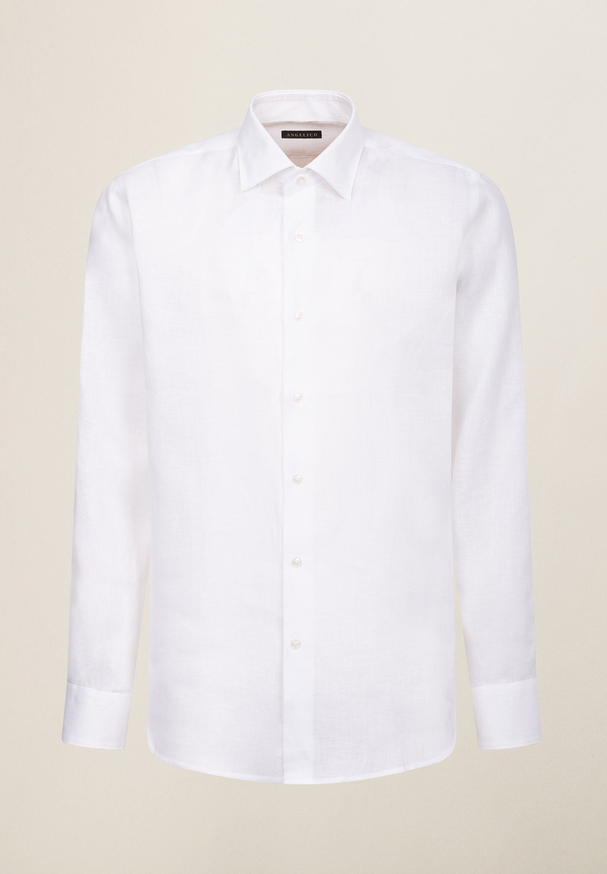 Camicia bianca lino regular fit-Angelico