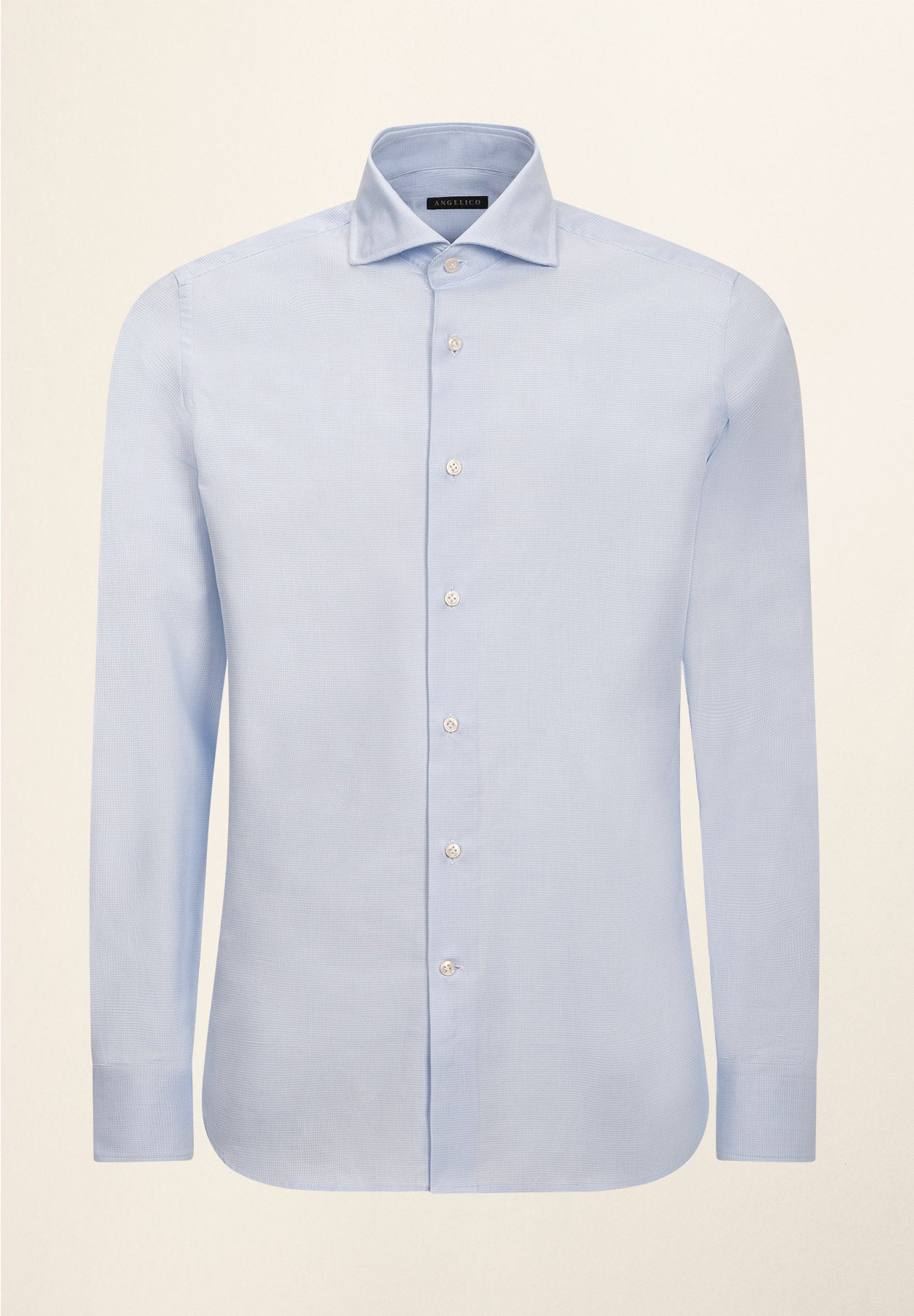 Weißes und blaues Slim-Fit-Baumwollhemd im Mikrodesign Angelico 1