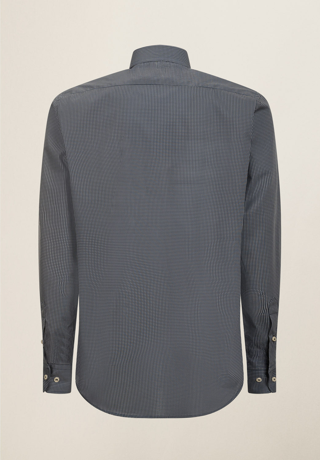 Camicia blu microdisegno cotone regular fit-Angelico