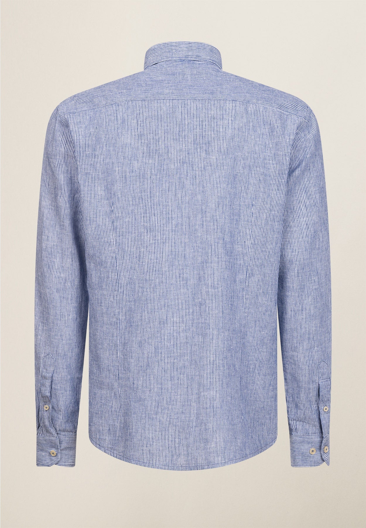 Camicia bianco blu bacchettina misto lino slim fit-Angelico