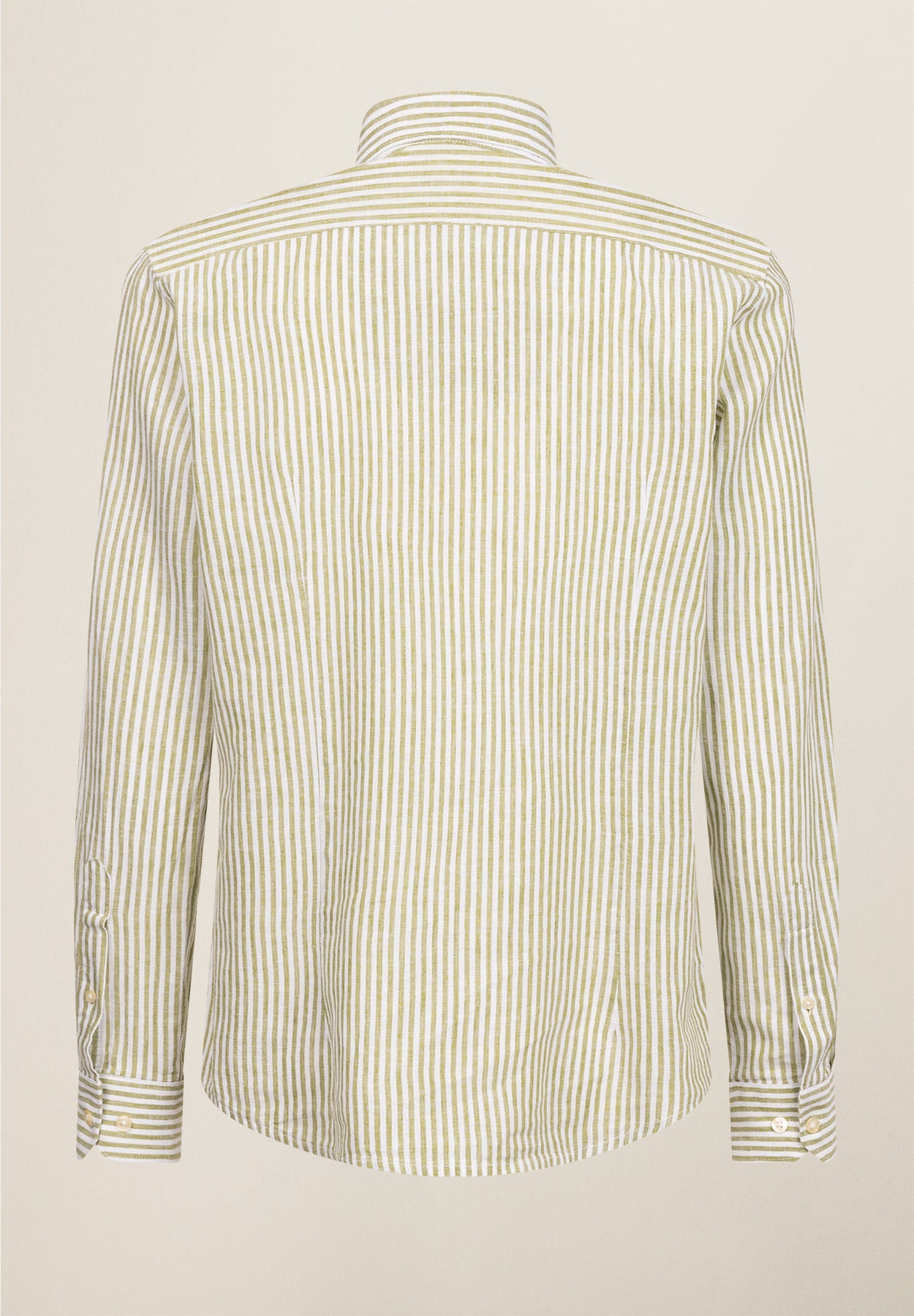 Camicia bianco verde bacchettina misto lino slim fit-Angelico