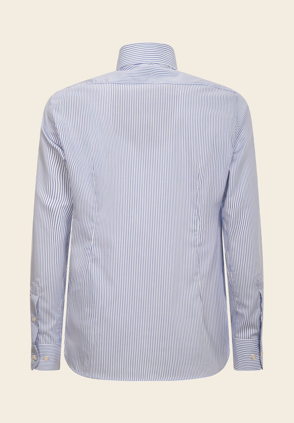 Camicia bianca blu rigata cotone no-stiro custom fit-Angelico