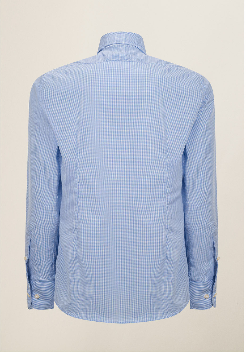 Camicia bianca azzurra vichy cotone no-stiro custom fit-Angelico