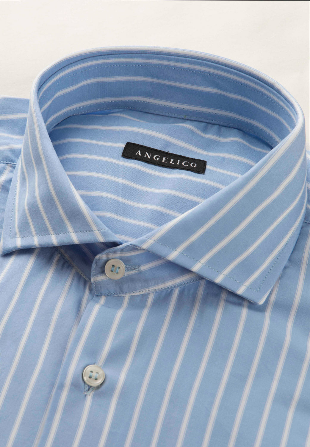 Camicia azzurro banco rigata cotone regular fit-Angelico