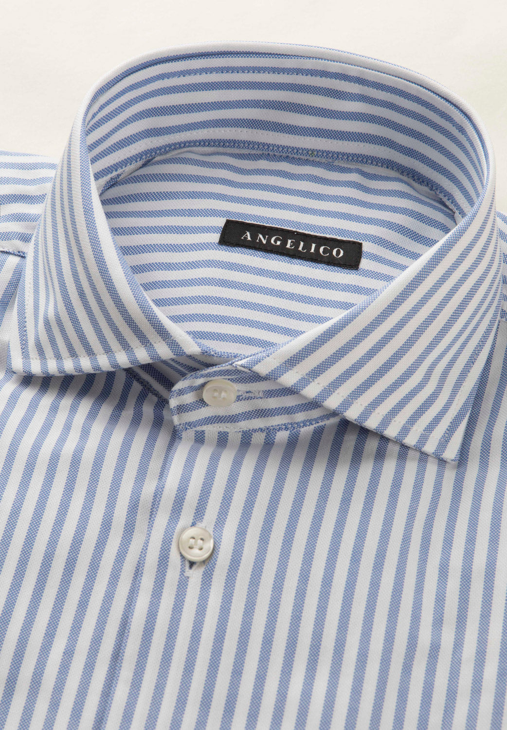 Camicia azzurro bianco rigata cotone regular fit-Angelico