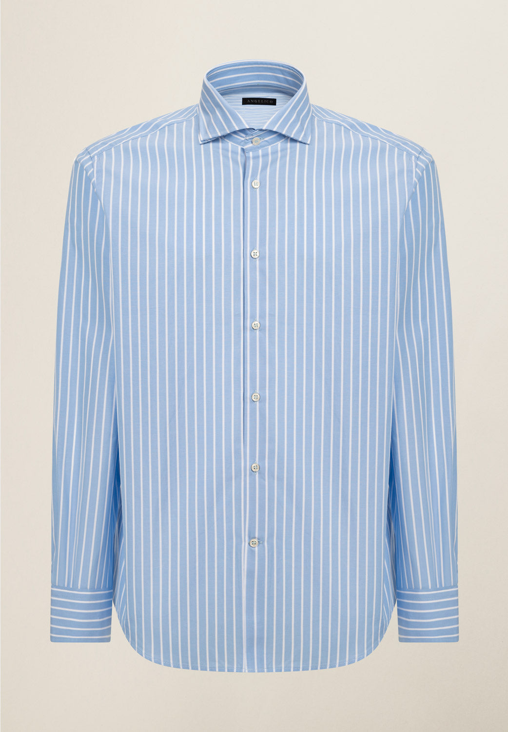 Camicia azzurro banco rigata cotone regular fit-Angelico