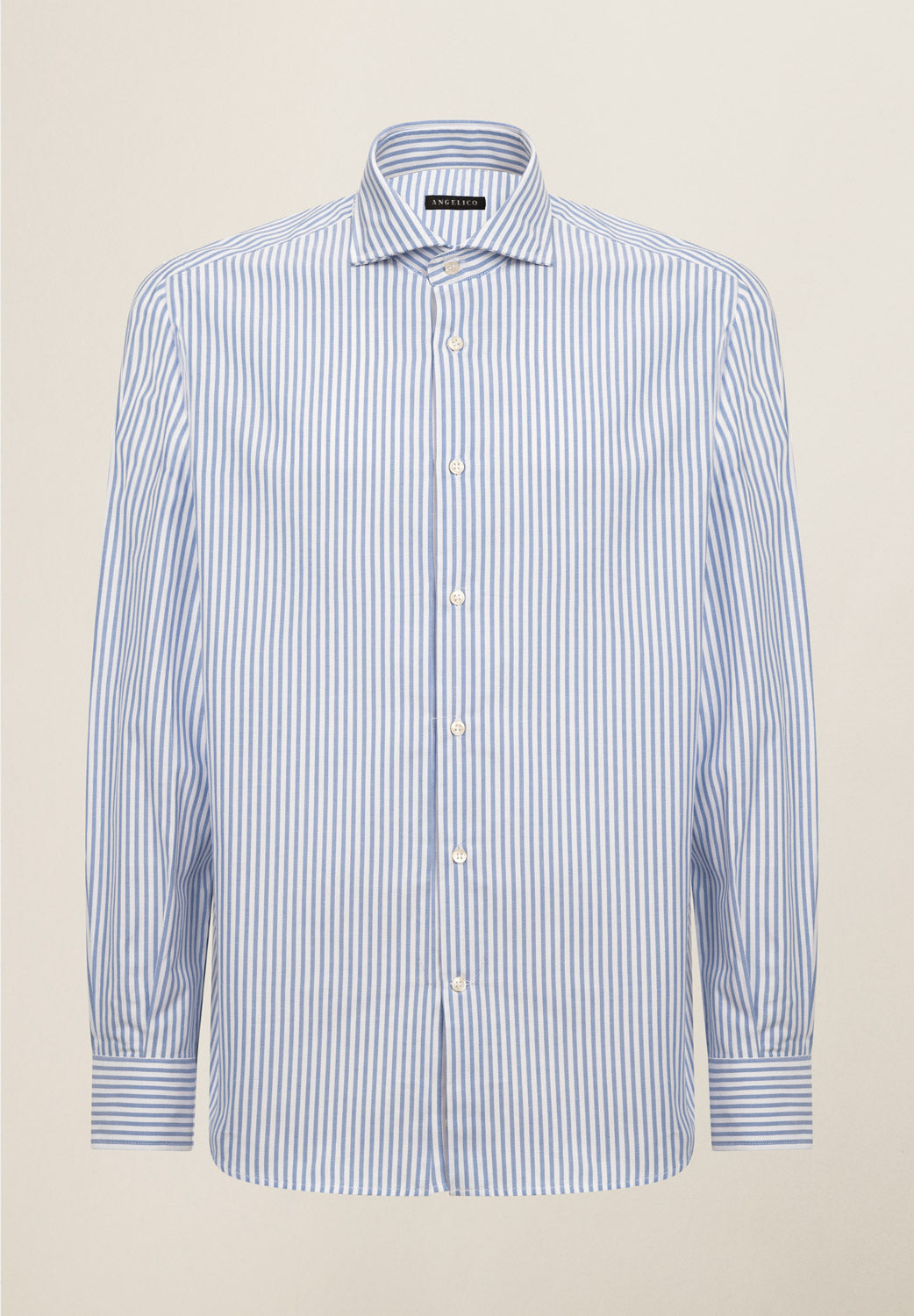 Camicia azzurro bianco rigata cotone regular fit-Angelico