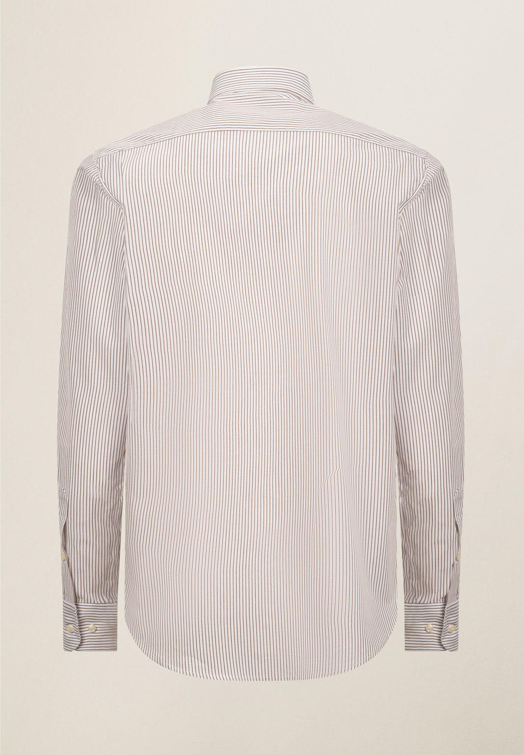 Camicia bianco marrone rigata cotone regular fit-Angelico
