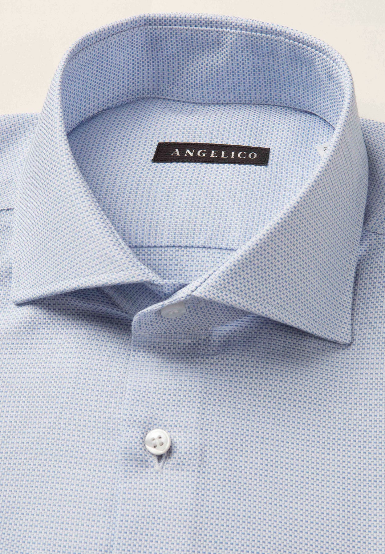 Camicia azzurra armatura quadretto cotone regular fit-Angelico