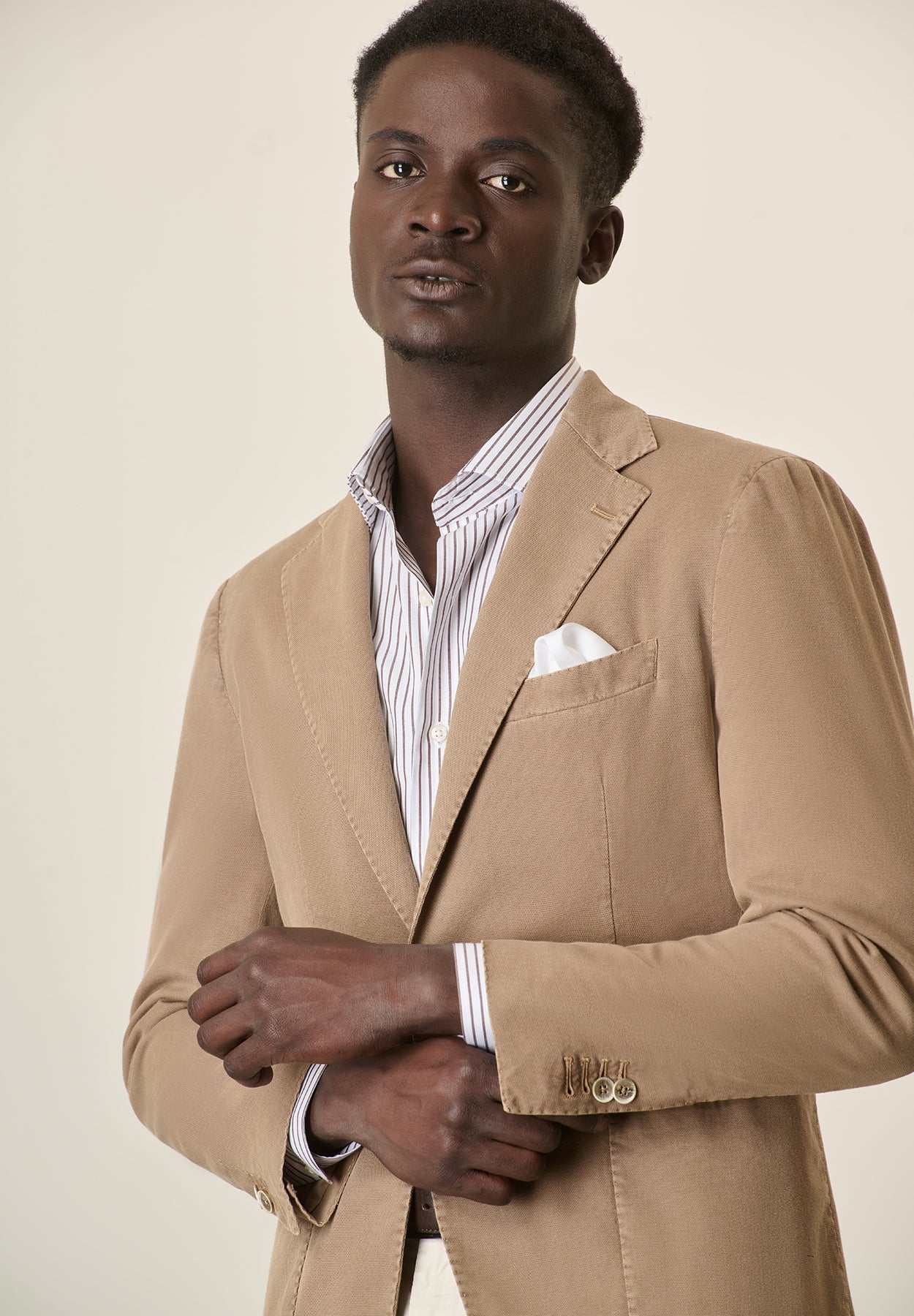 Giacca marrone cotone stretch armaturato regular fit