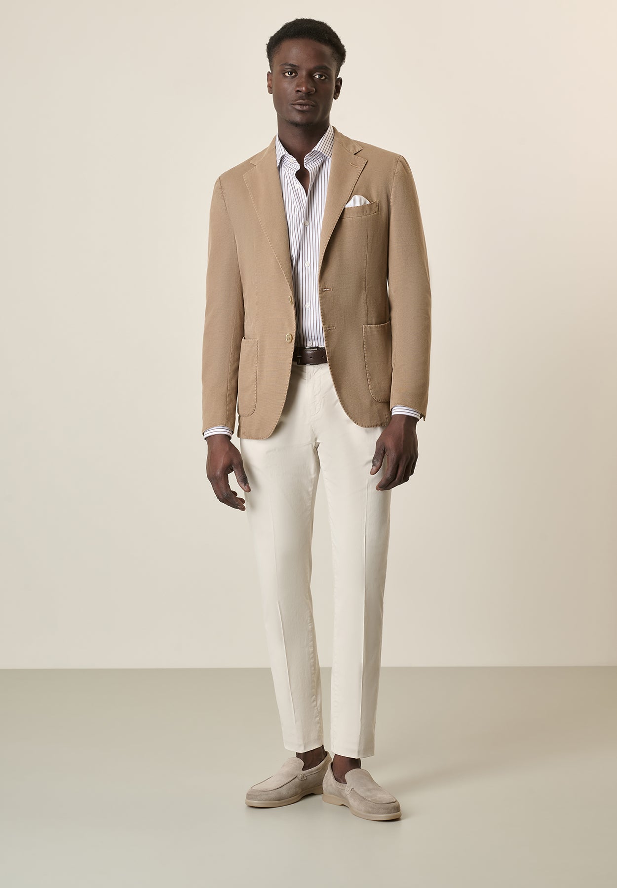 Giacca marrone cotone stretch armaturato regular fit