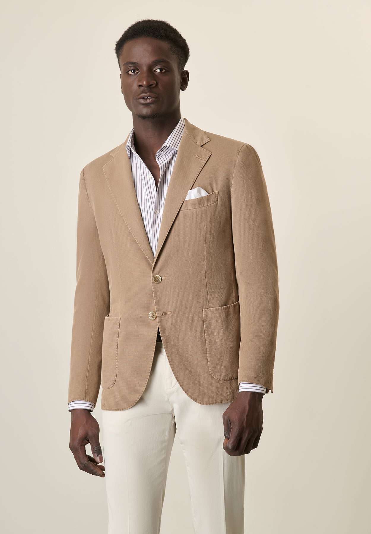 Giacca marrone cotone stretch armaturato regular fit