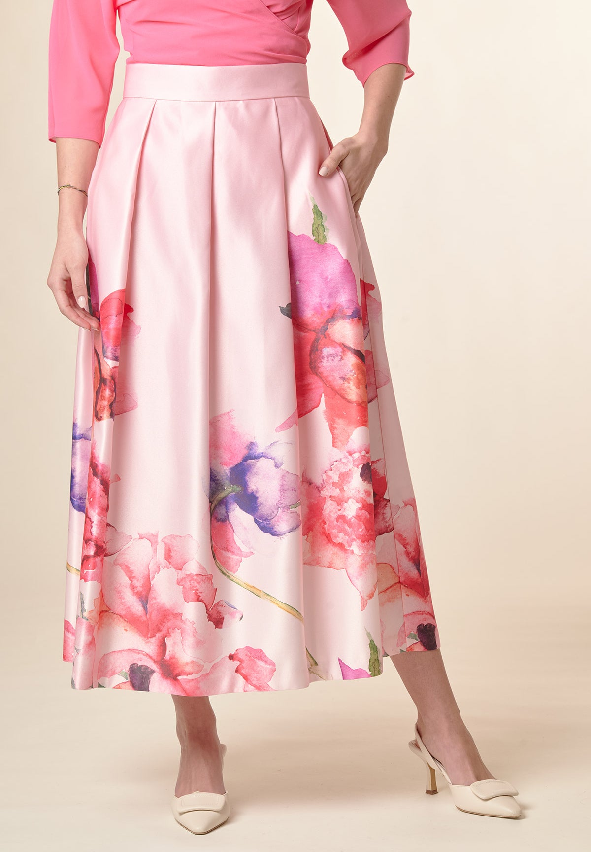 Abbinare Vestito Seta Fiori Maxi Abito In Seta Floreale, Rosa Intrend